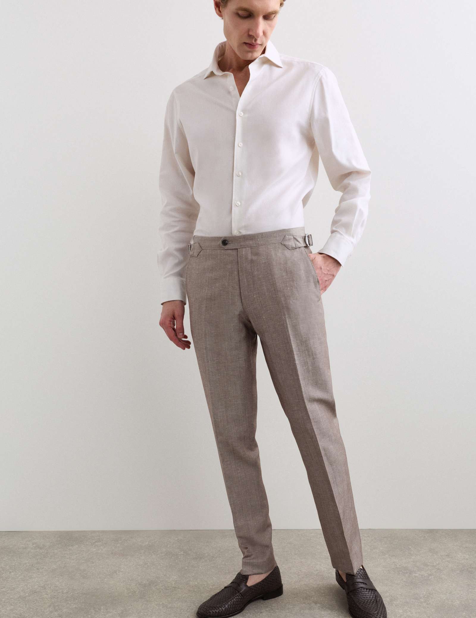 Tailored Fit Italian Wool Linen Blend Suit Trousers - image 4