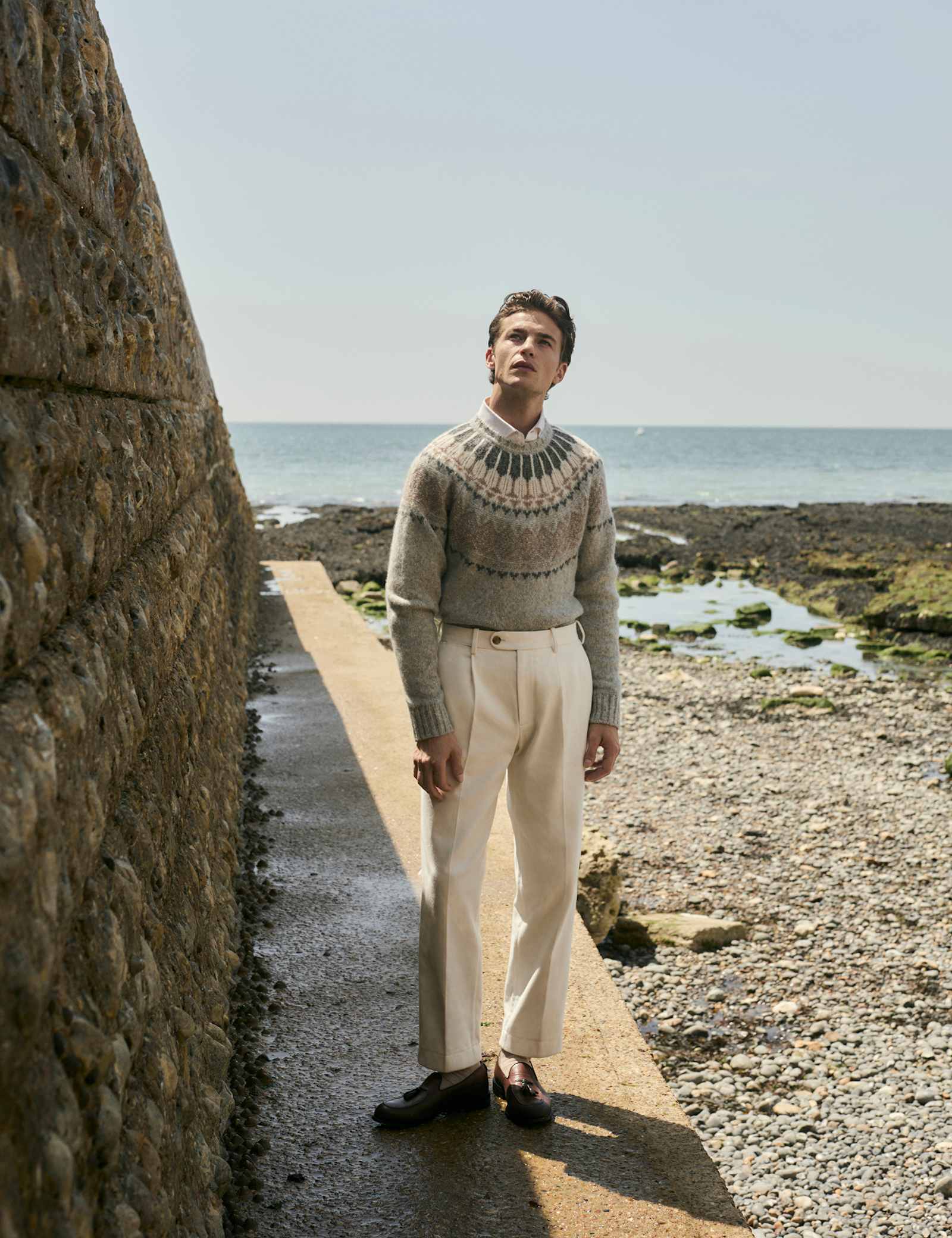 Pure Cotton Tapered Fit Pleated Twill Trousers - image 4