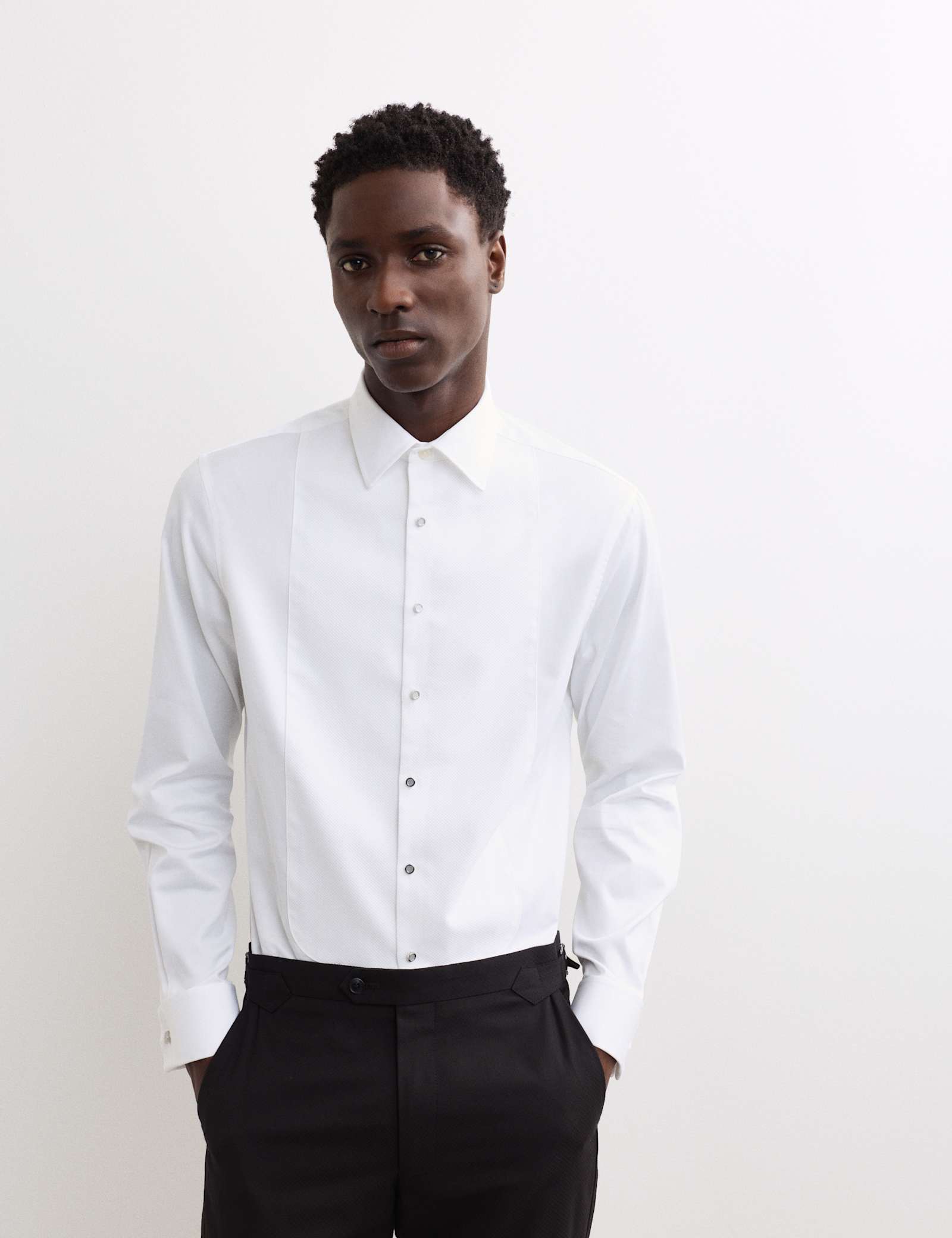 Tailored Fit Pure Cotton Bib Front Dress Shirt - image 2