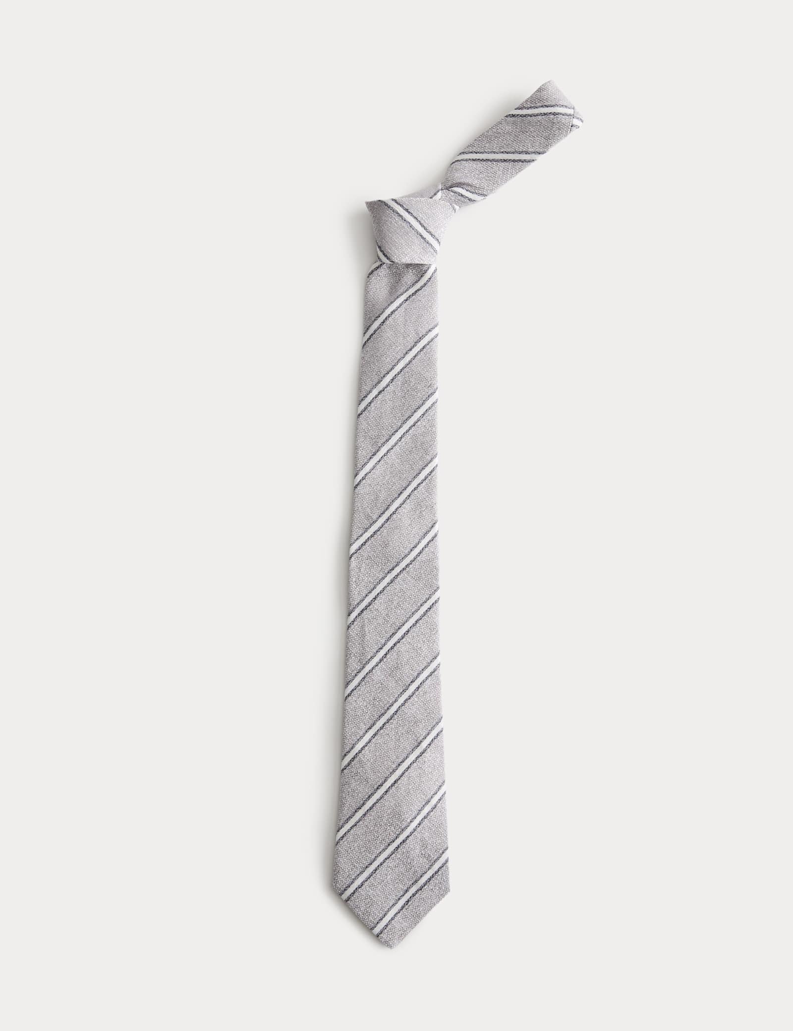 Linen Silk Blend Striped Tie - image 4