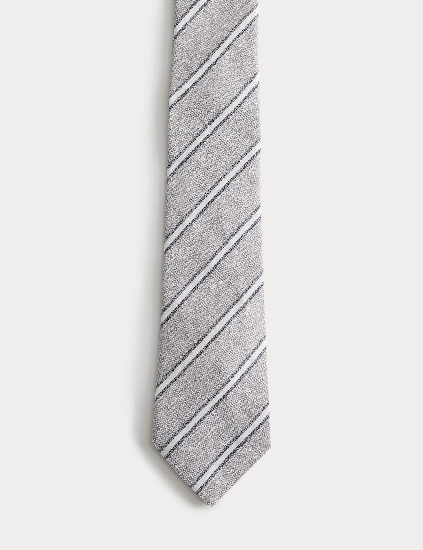 Linen Silk Blend Striped Tie - image 2