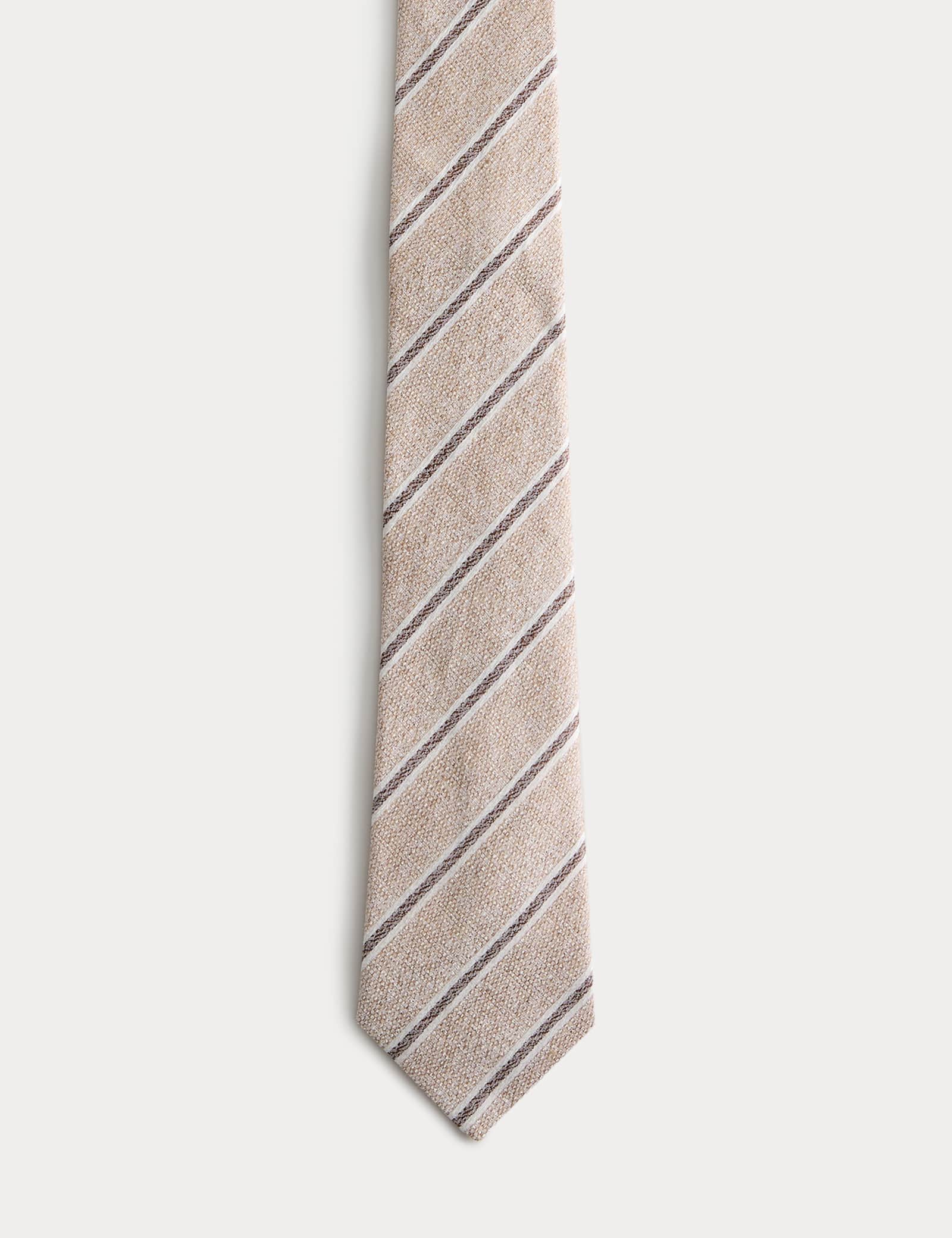 Linen Silk Blend Striped Tie - image 1