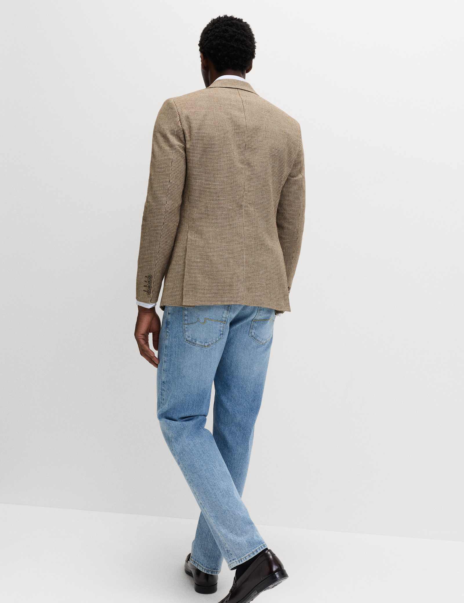 Tailored Fit Cotton Linen Houndstooth Blazer - image 4