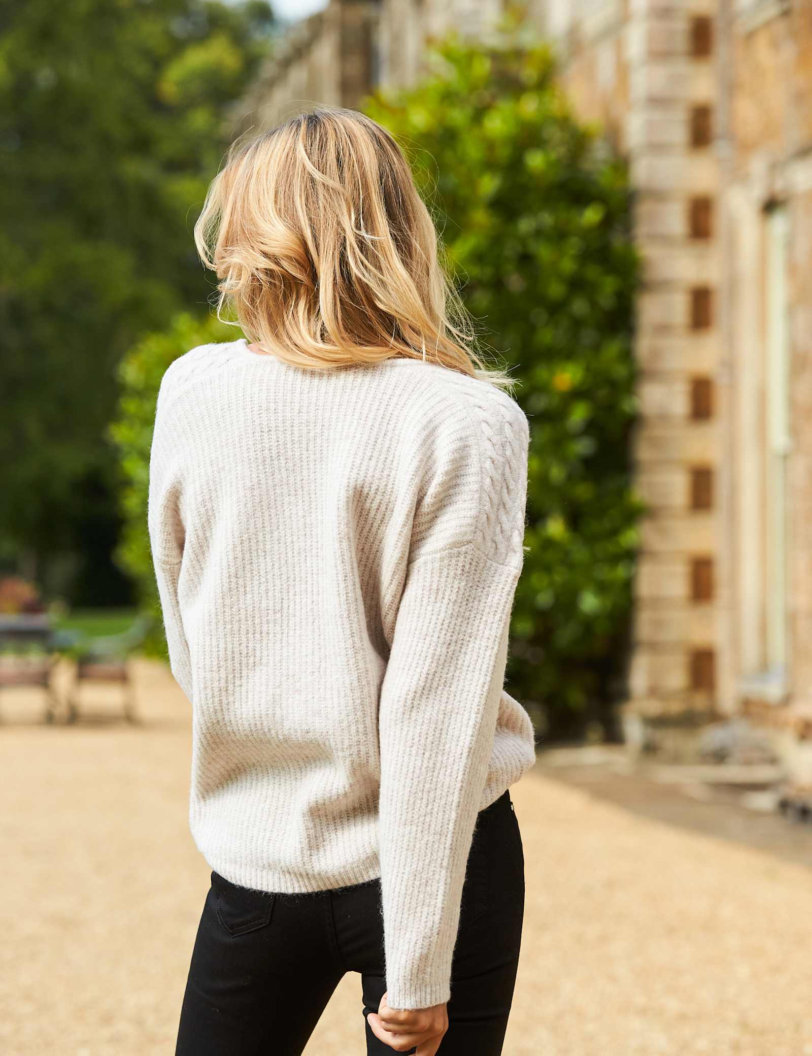 Cable Knit V-Neck Jumper - image 3