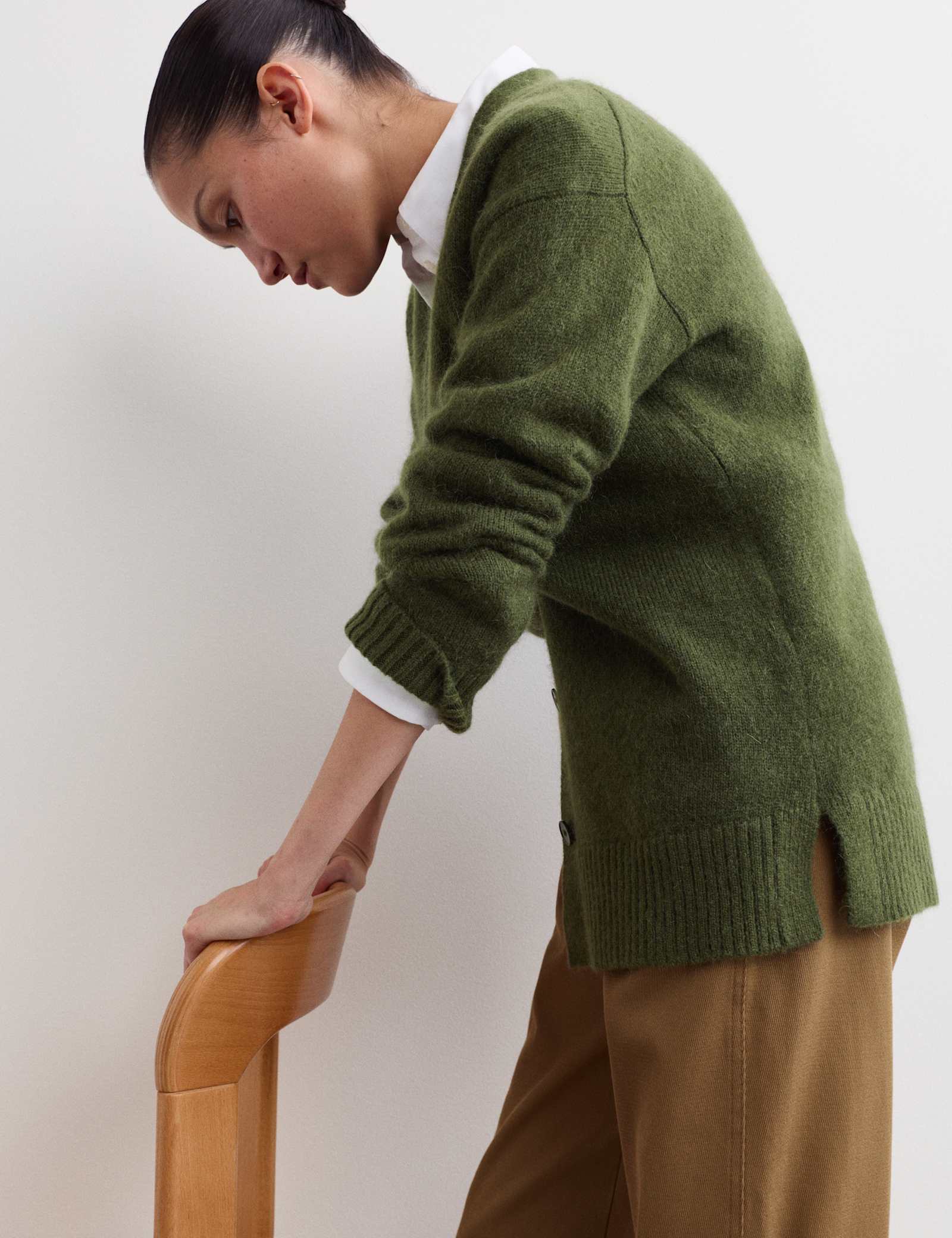 Mohair Blend V-Neck Relaxed Cardigan - image 5