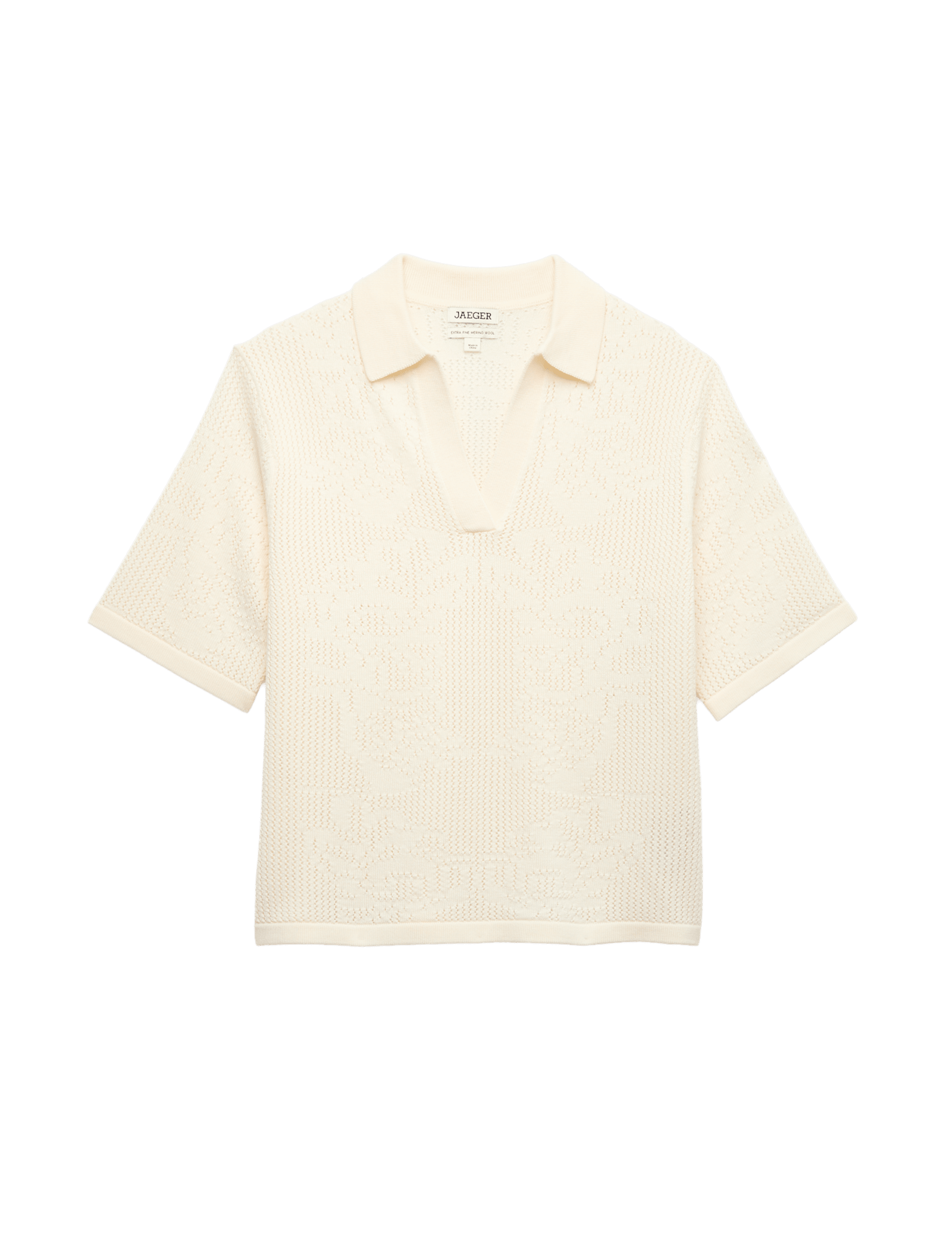 Pure Merino Wool Pointelle Polo Shirt - image 3