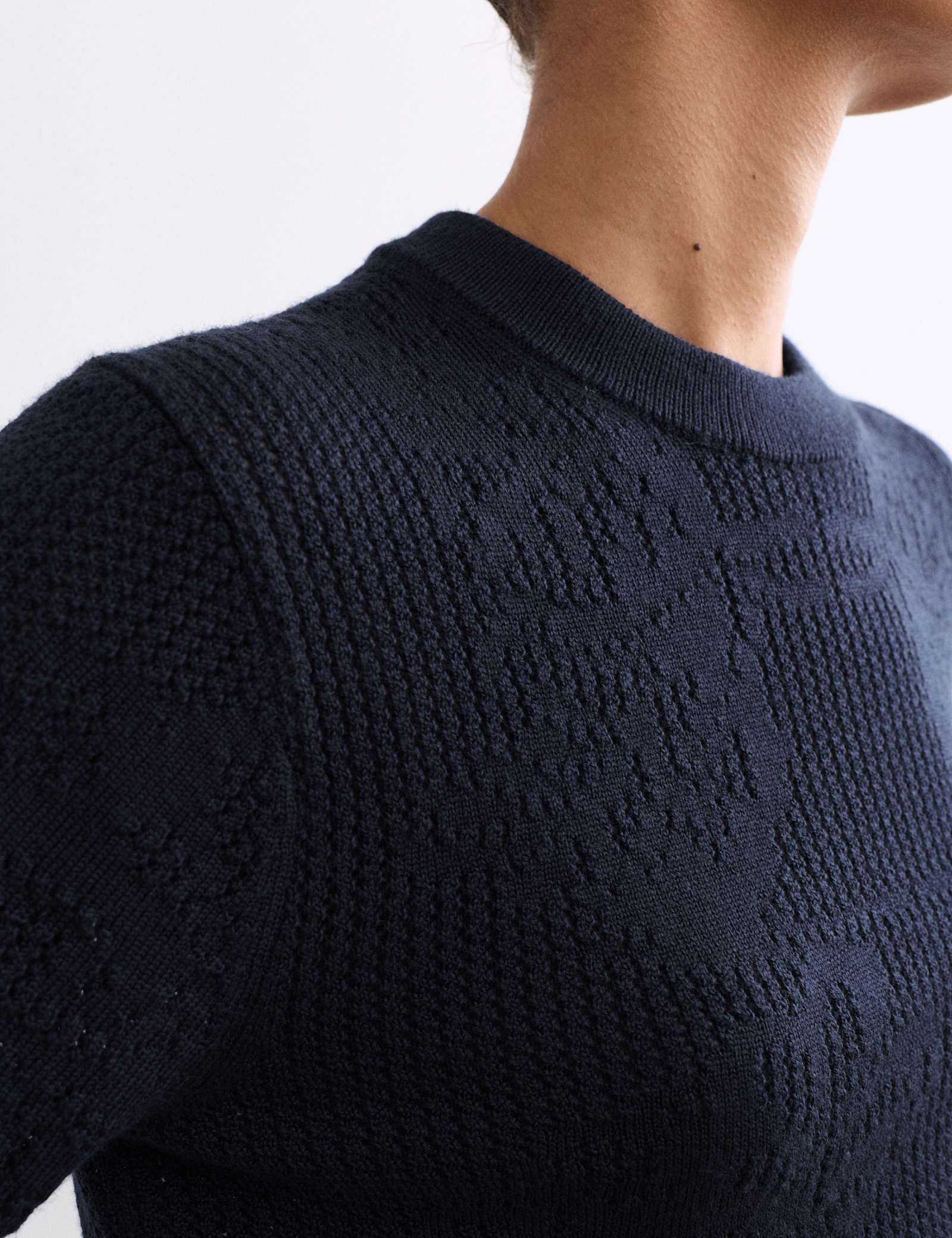 Pure Merino Wool Pointelle Knitted T-Shirt - image 4