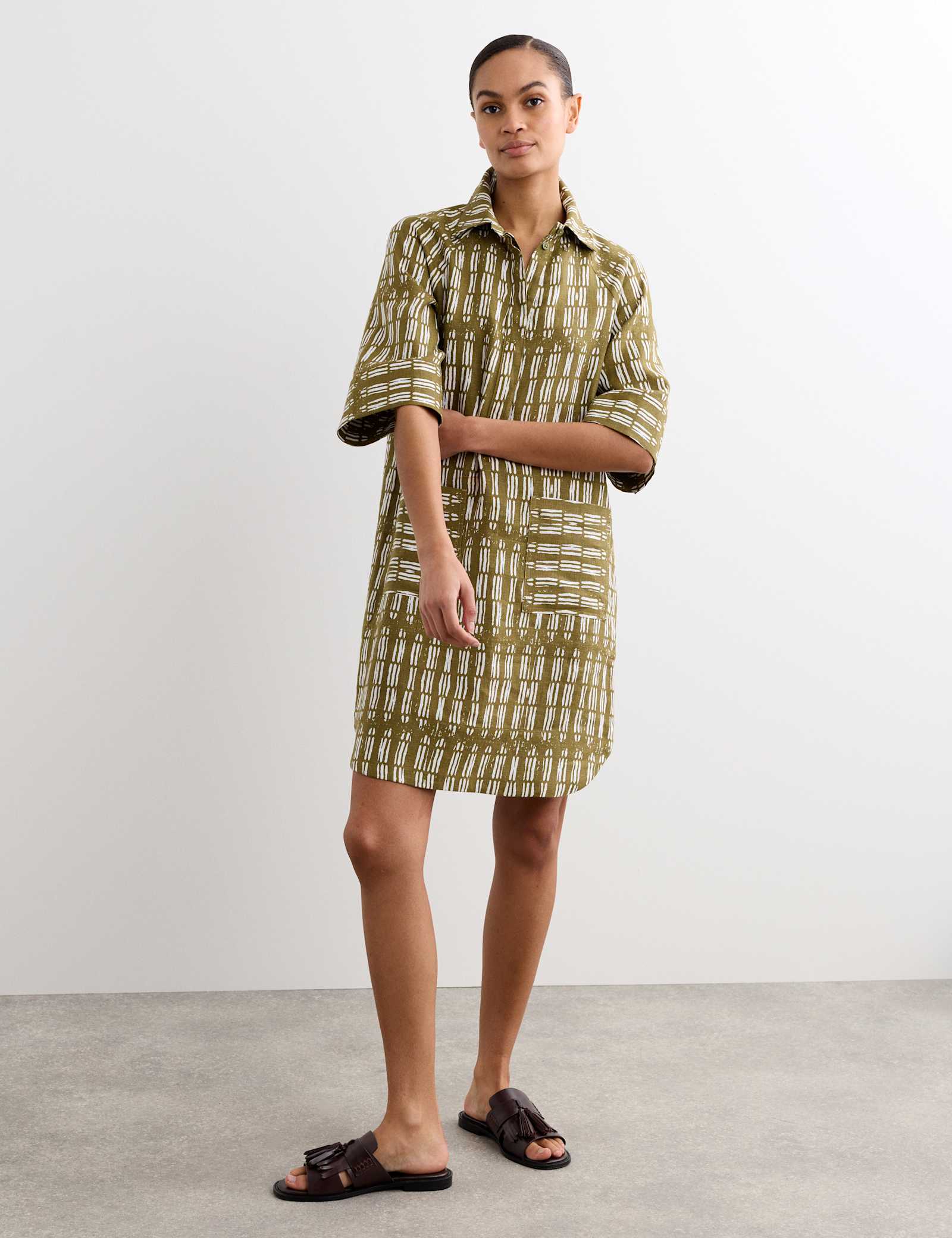Pure Linen Dash Print Shift Dress - image 2