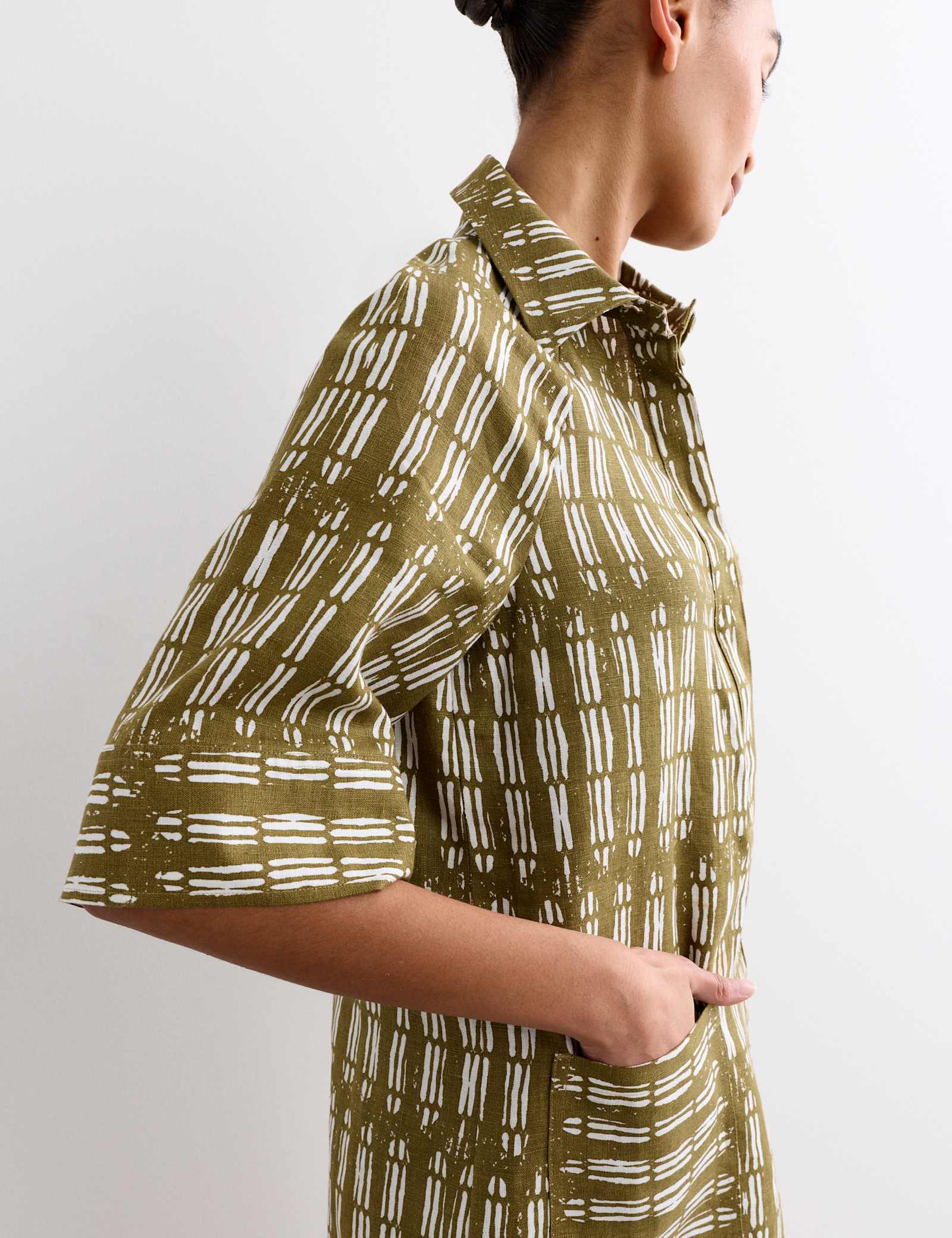Pure Linen Dash Print Shift Dress - image 4
