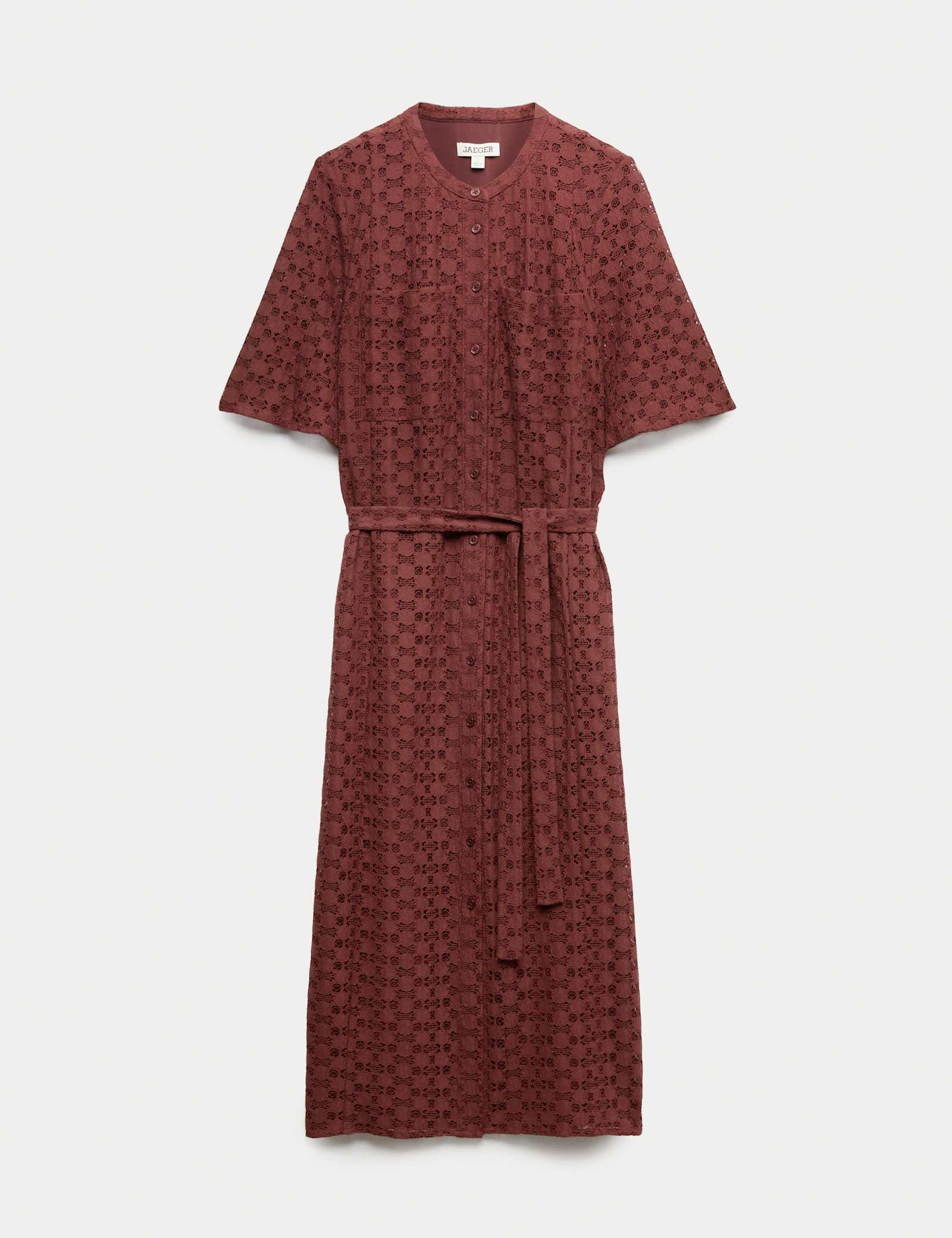 Cotton Blend Lace Midi Shirt Dress - image 1