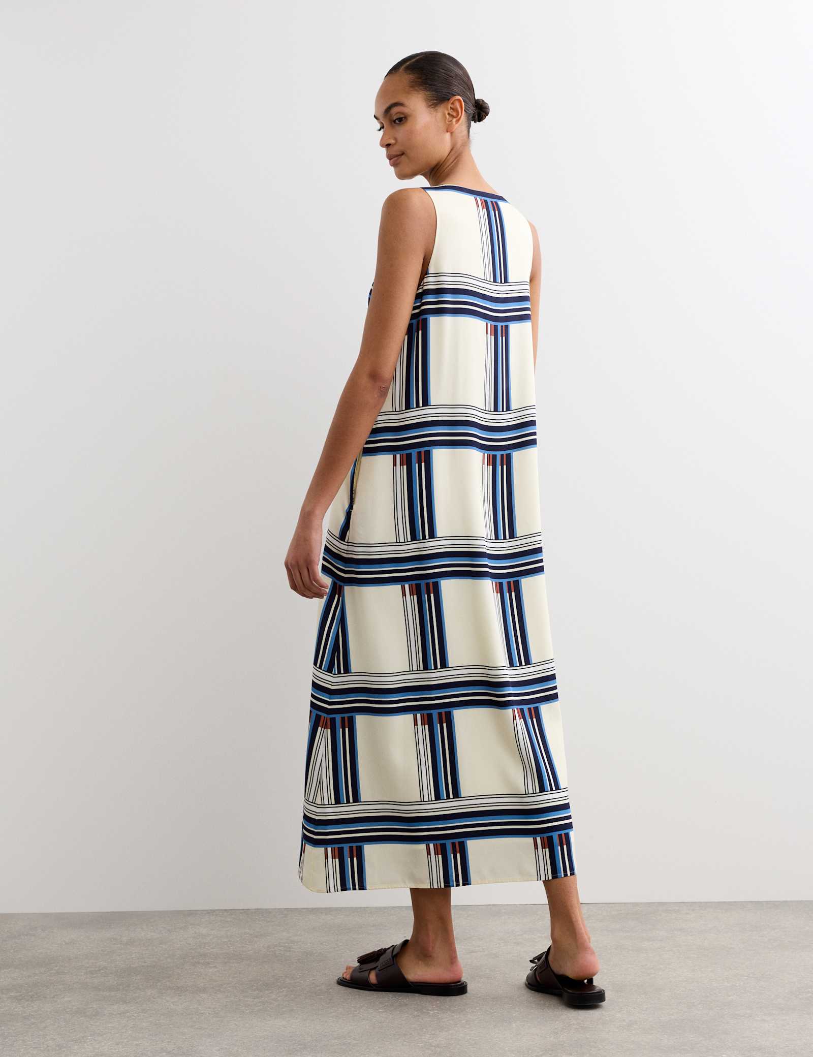Checked V-Neck Midi Column Dress - image 5