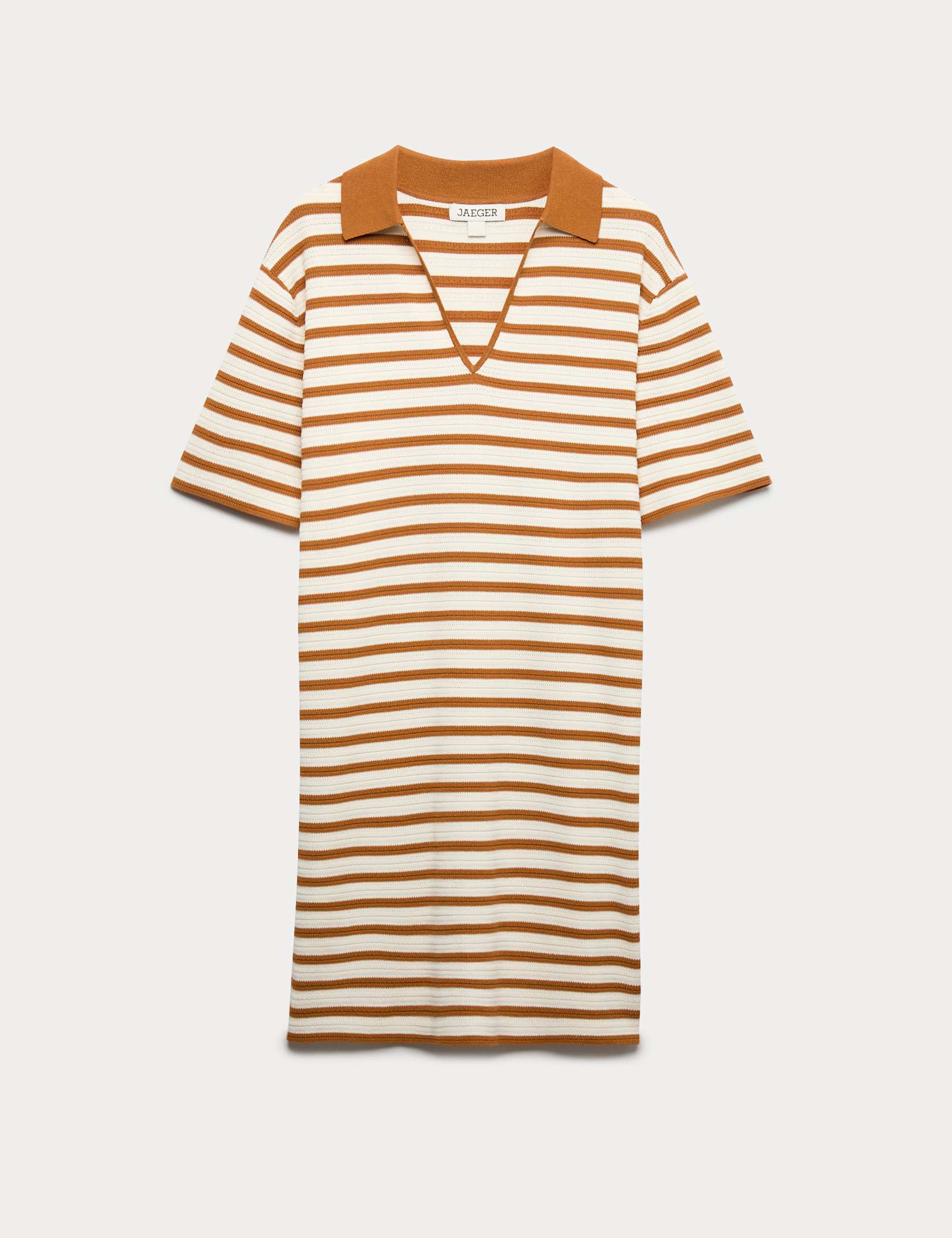 Cotton Blend Knitted Striped V-Neck Dress - image 1