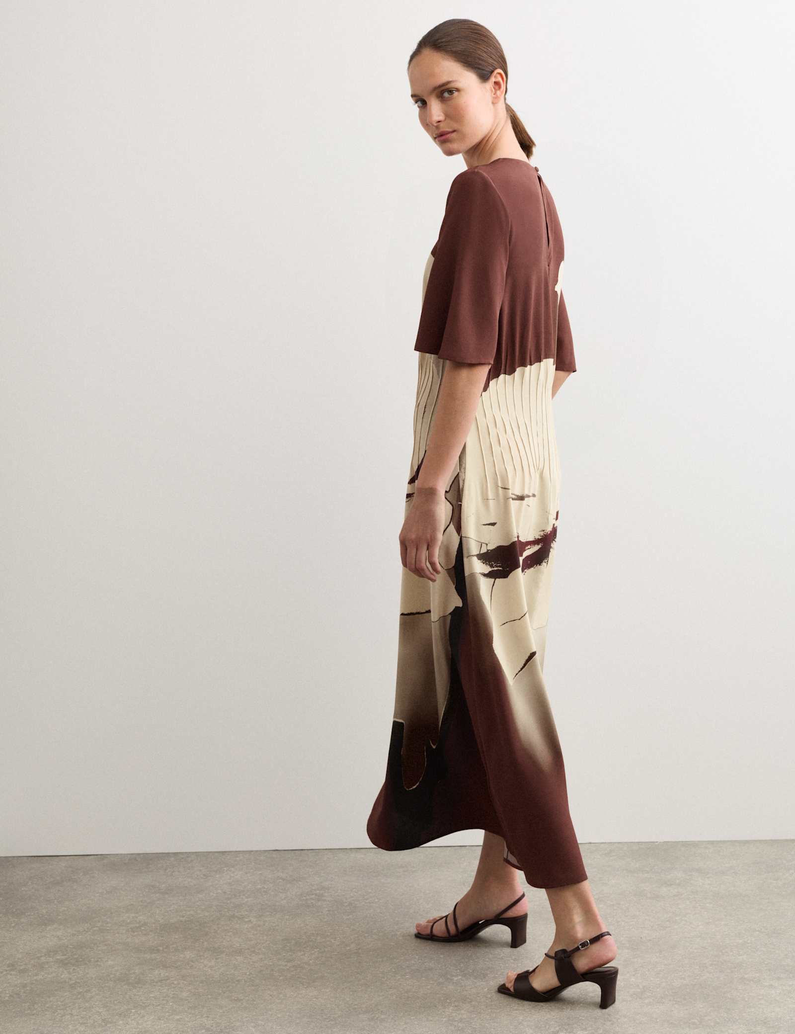 Pure Silk Printed Midi Dress - image 5