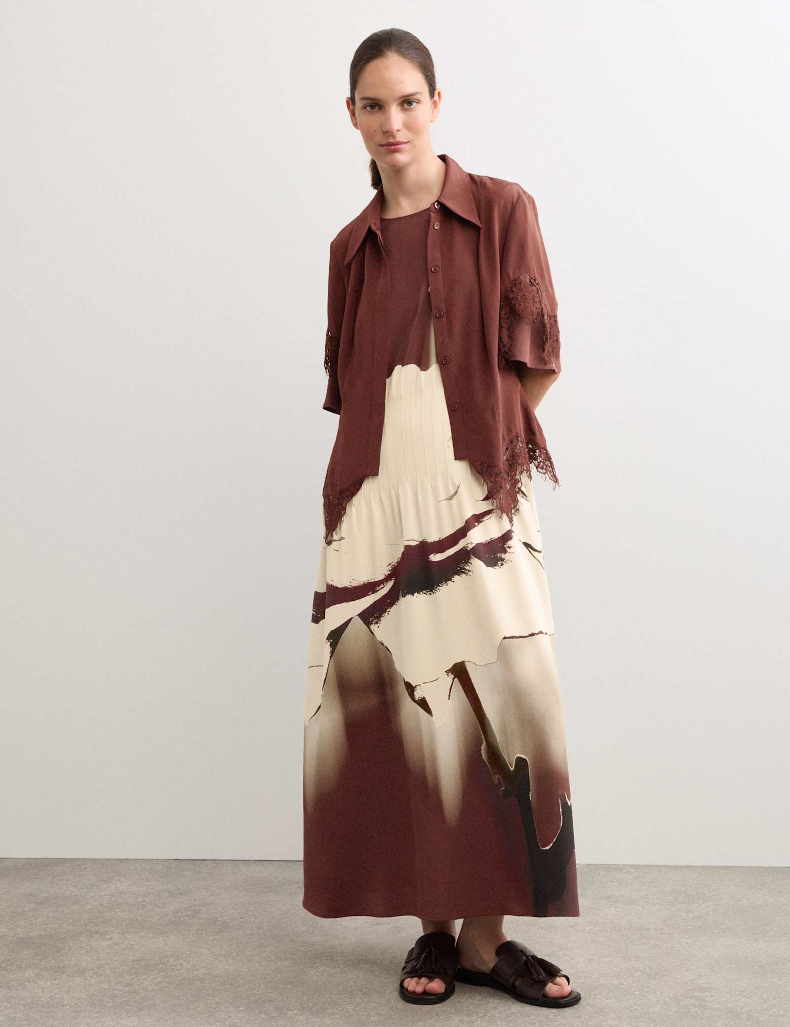 Pure Silk Printed Midi Dress - image 4