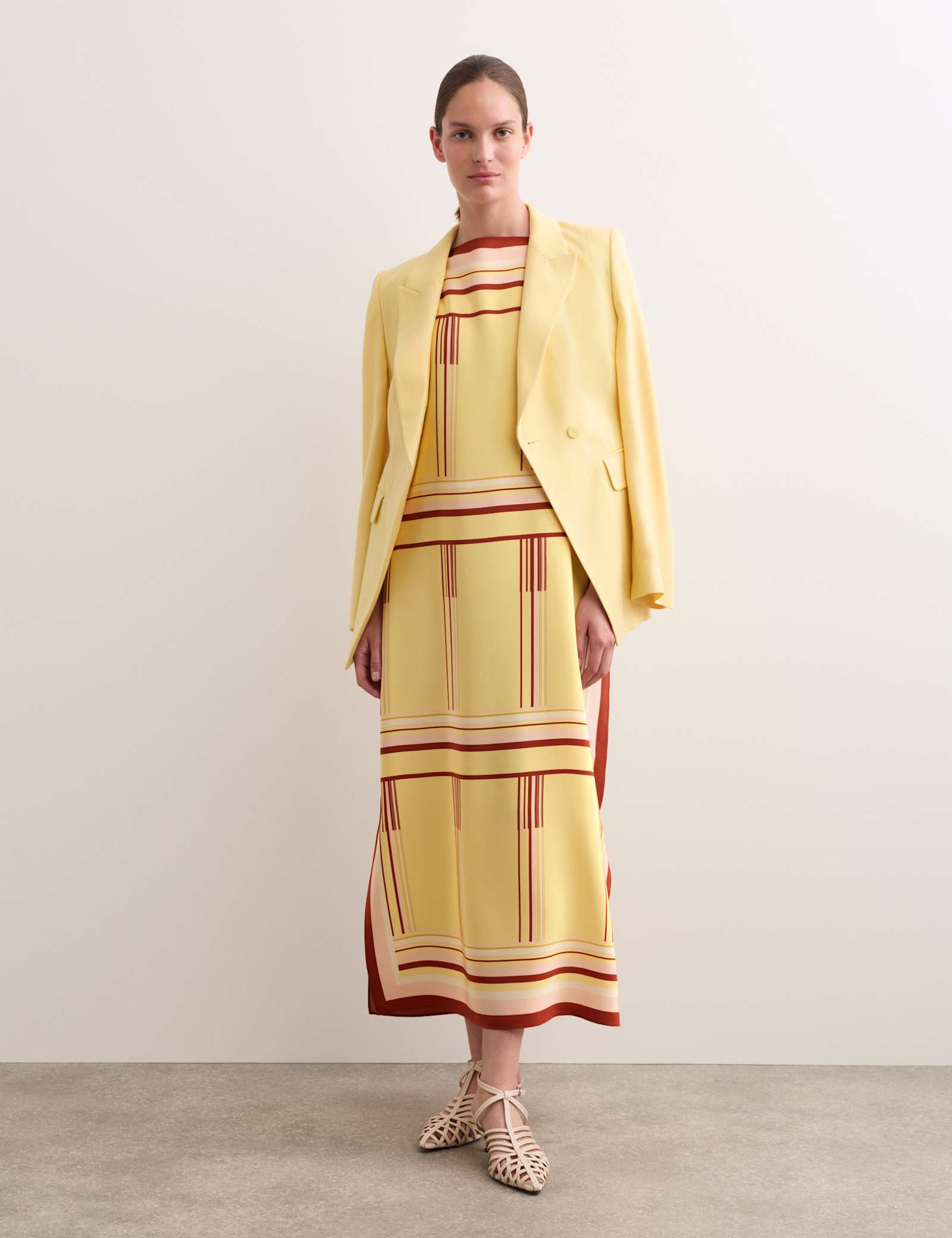 Pure Silk Printed Midi Column Dress - image 4