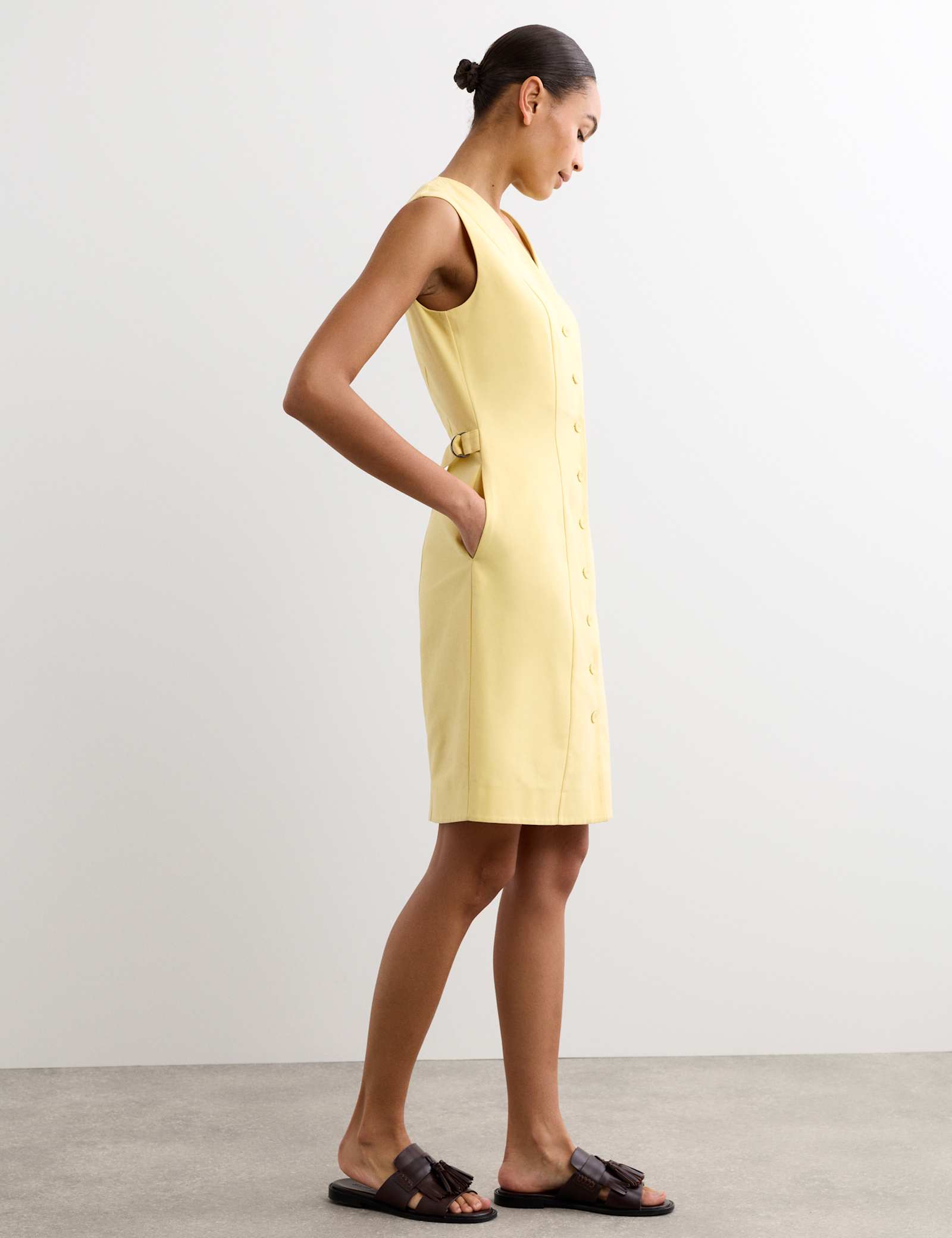 Cotton Blend V-Neck Knee Length Shift Dress - image 3
