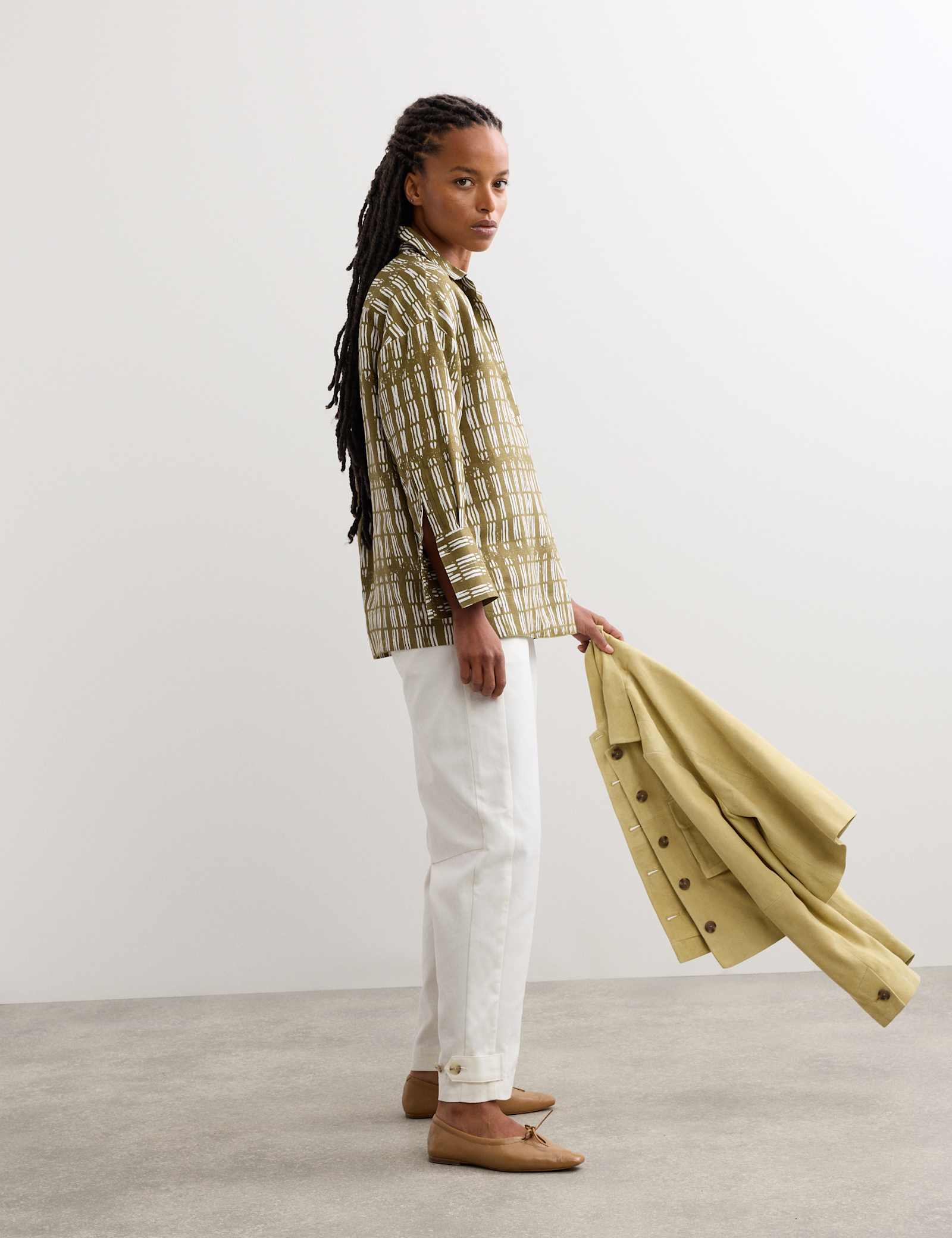 Pure Linen Dash Printed Popover Blouse - image 5
