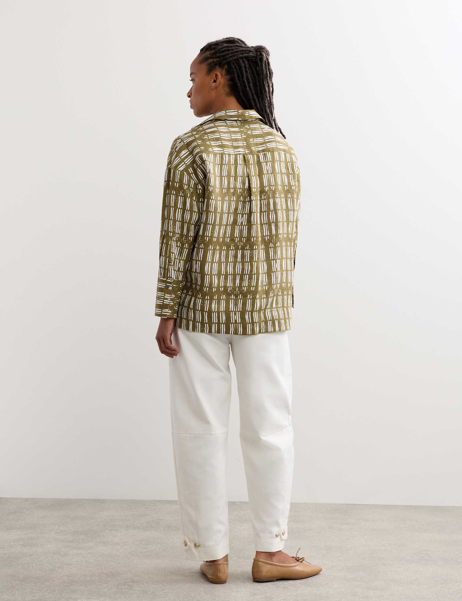 Pure Linen Dash Printed Popover Blouse - image 4