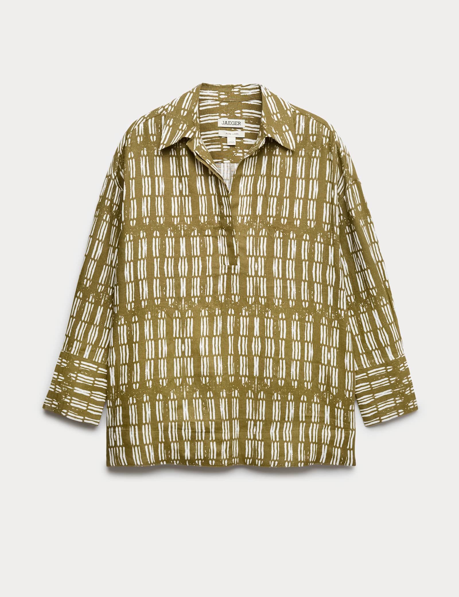 Pure Linen Dash Printed Popover Blouse - image 1