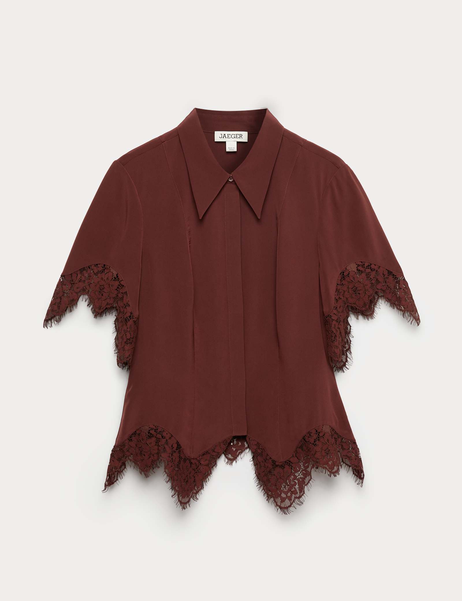 Pure Silk Lace Insert Shirt - image 1