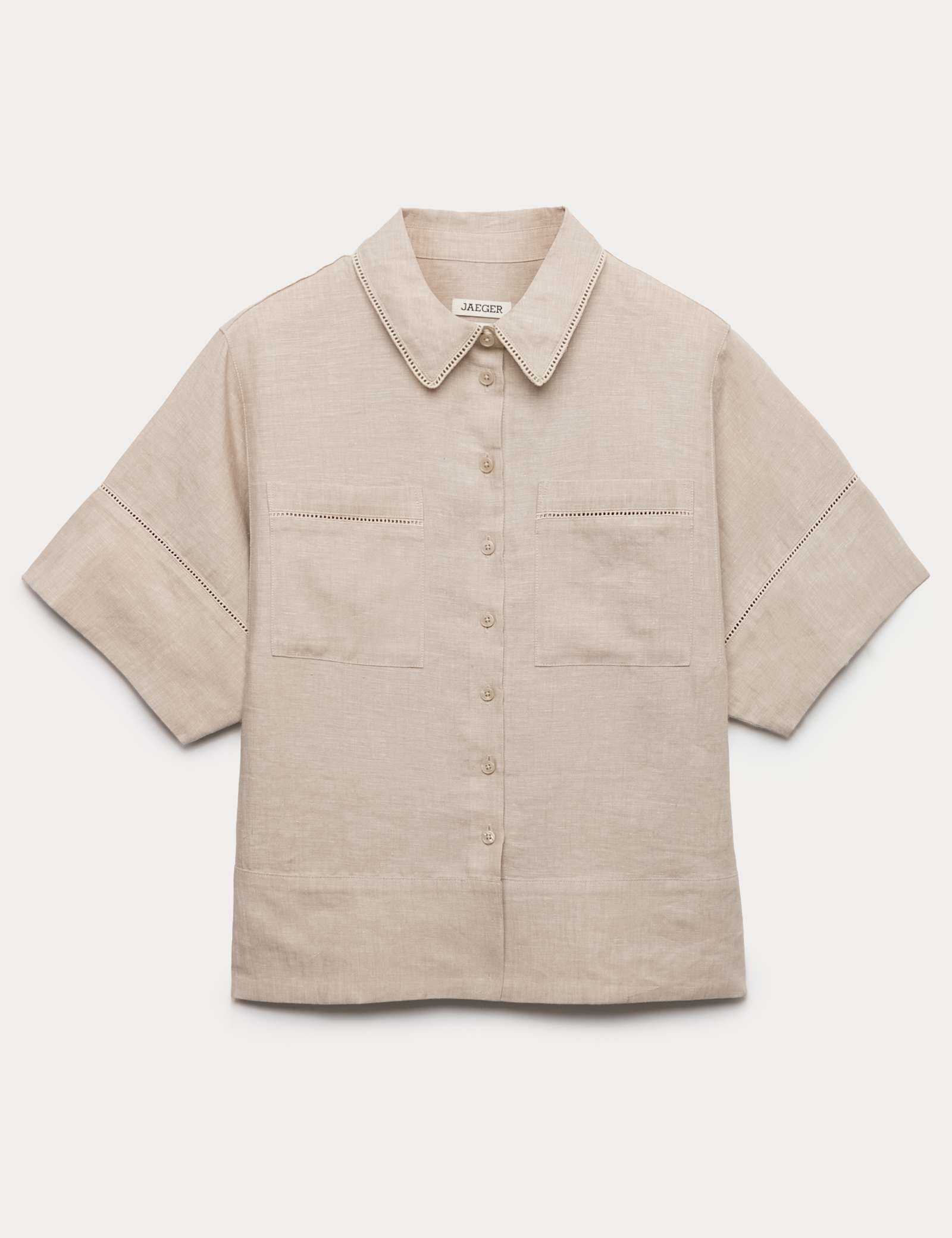 Pure Linen Collared Stitch Detail Shirt - image 1