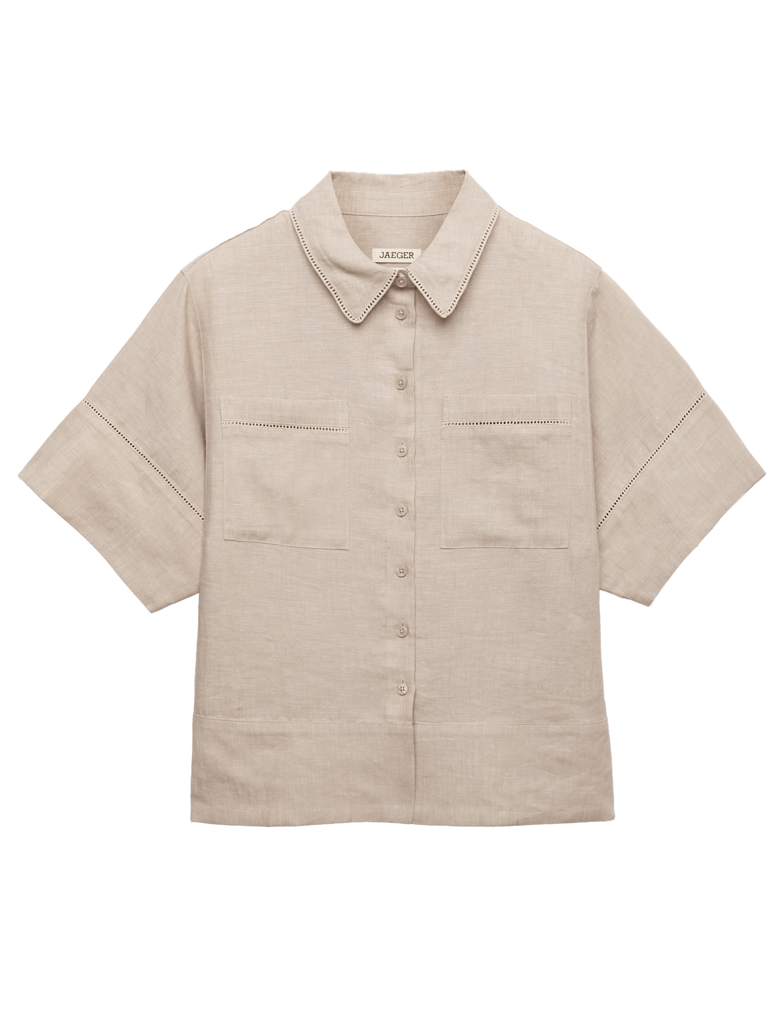 Pure Linen Collared Stitch Detail Shirt - image 3
