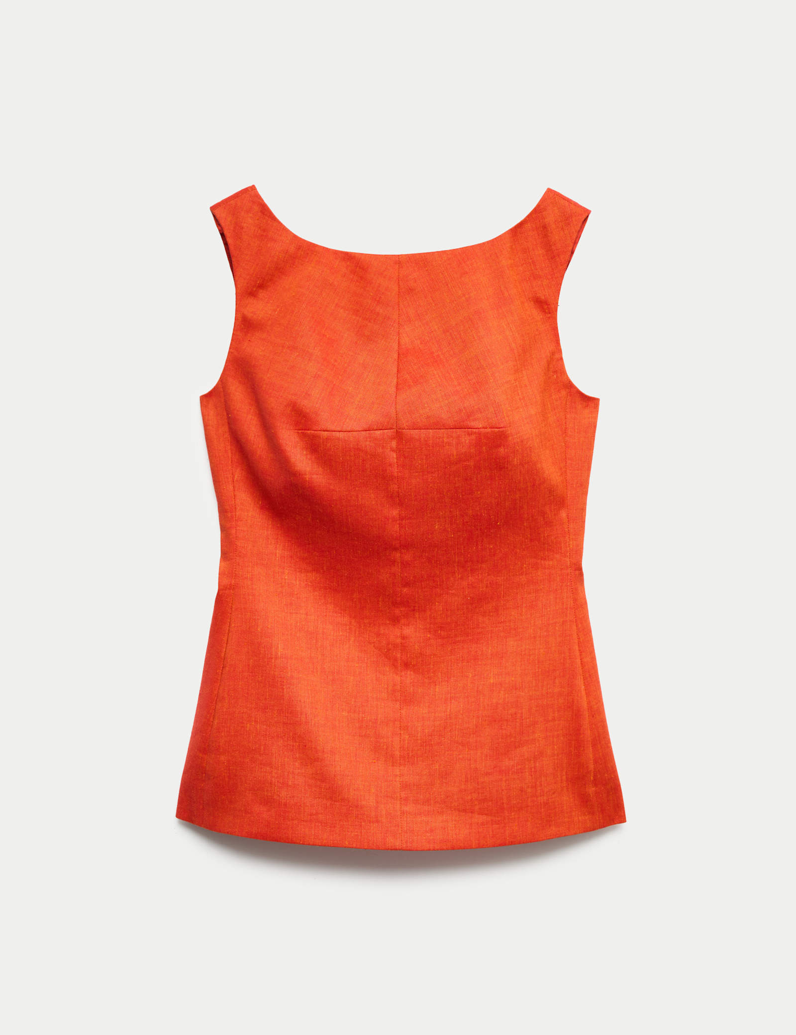Linen Blend Scoop Back Shell Top with Wool - image 1