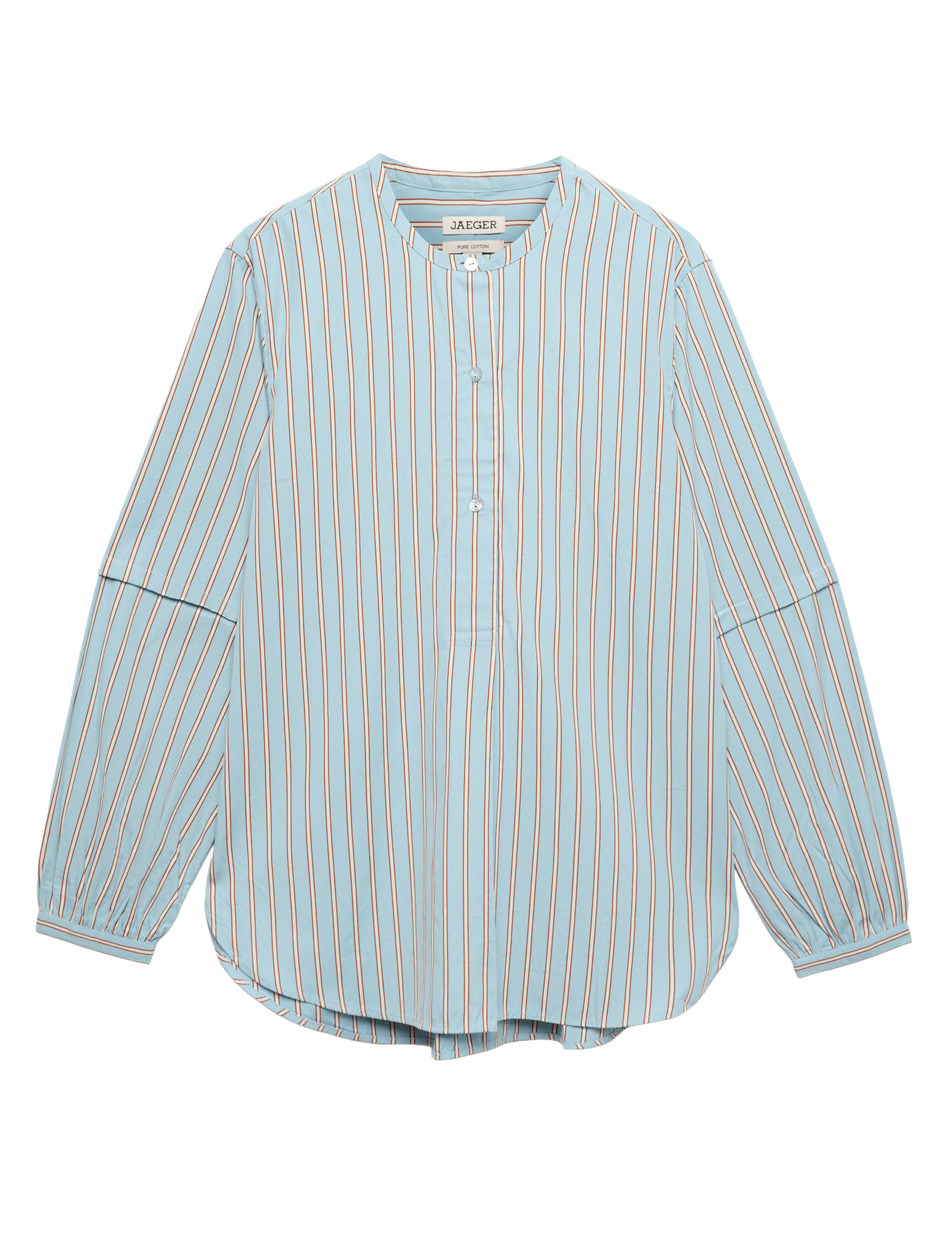 Pure Cotton Striped Collarless Shirt - image 2