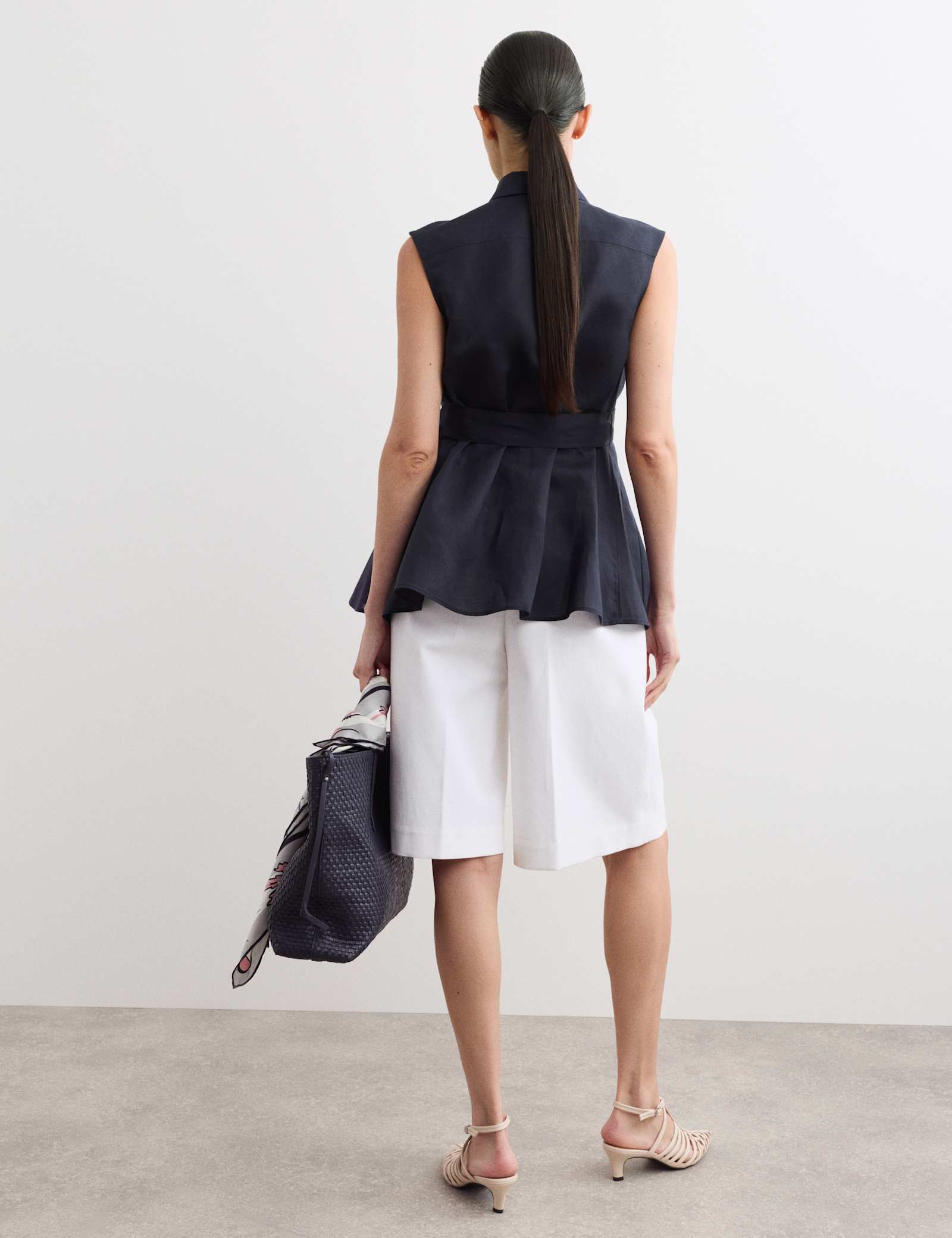 Linen Rich Godet Insert Sleeveless Top - image 4