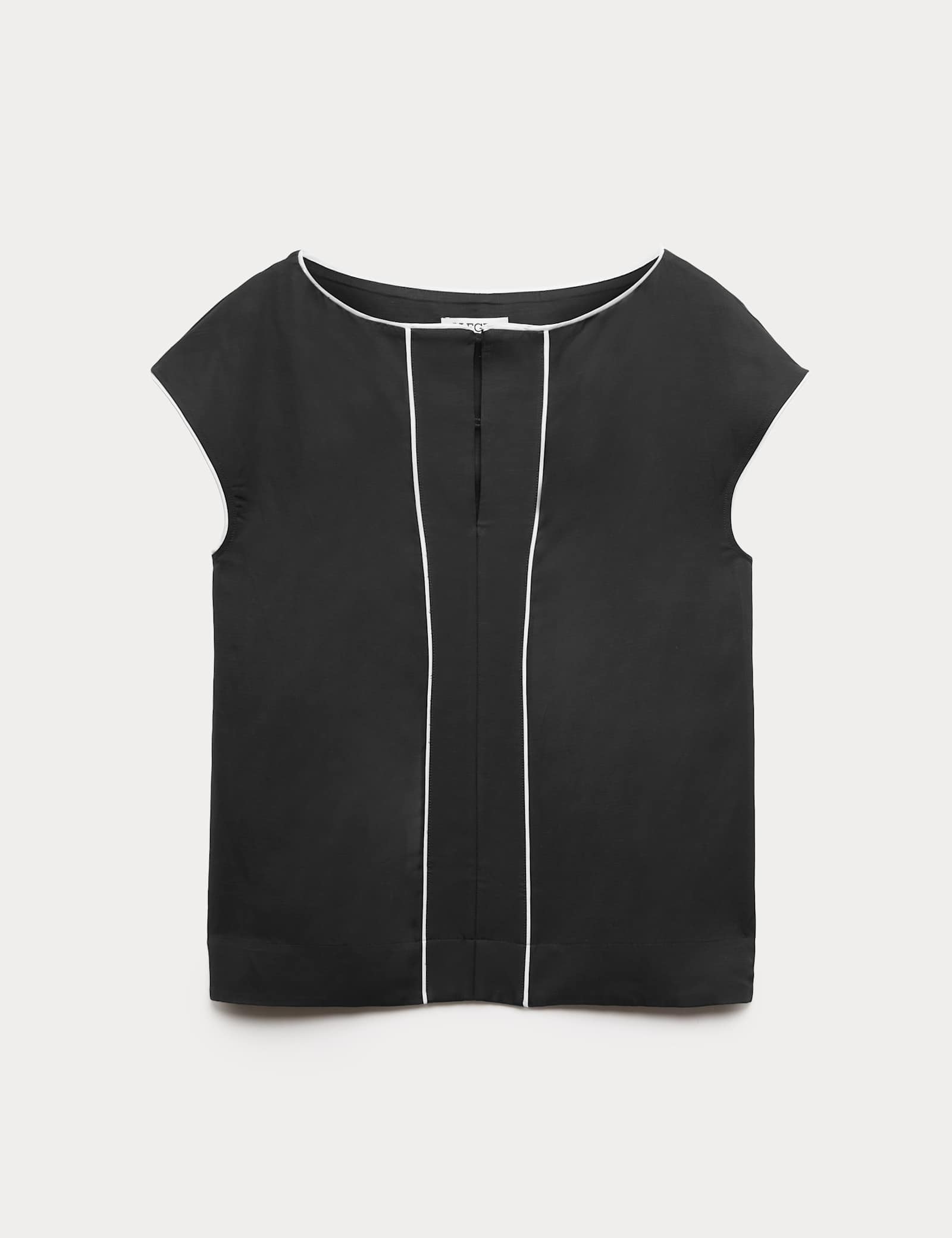 Satin Back Top Contrast Trim with Linen - image 1