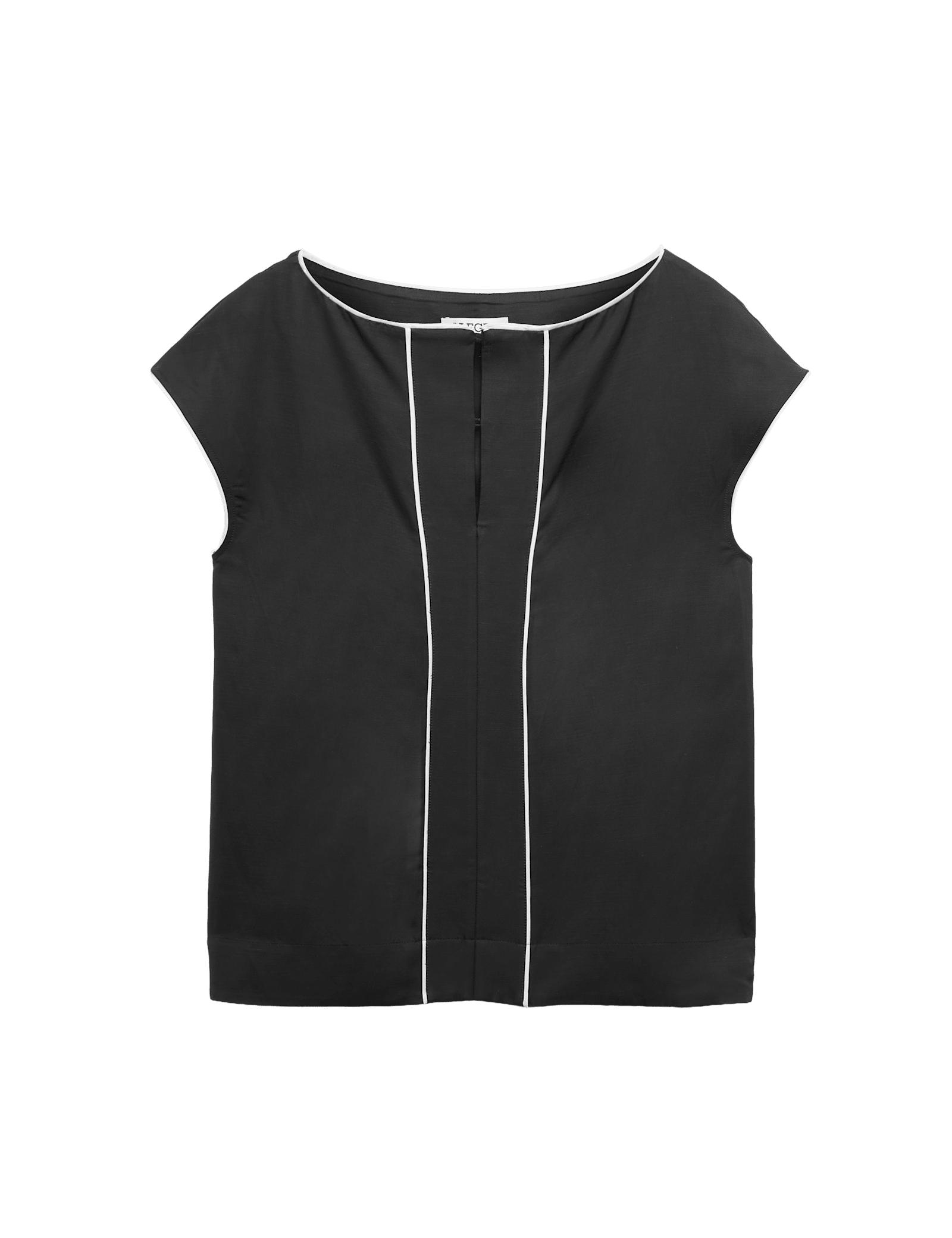 Satin Back Top Contrast Trim with Linen - image 2