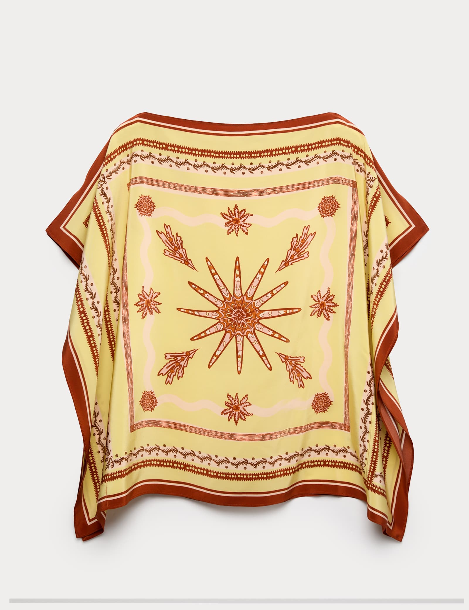 Pure Silk Printed Slash Neck Top - image 1