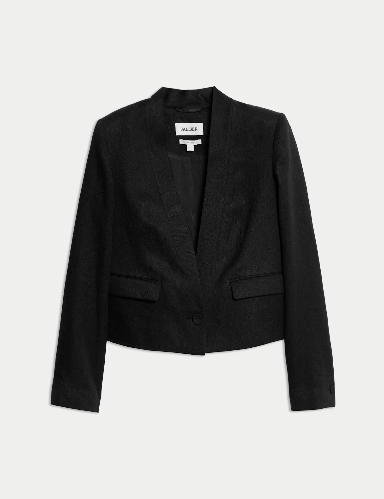 Pure Linen Collarless Cropped Jacket - image 1