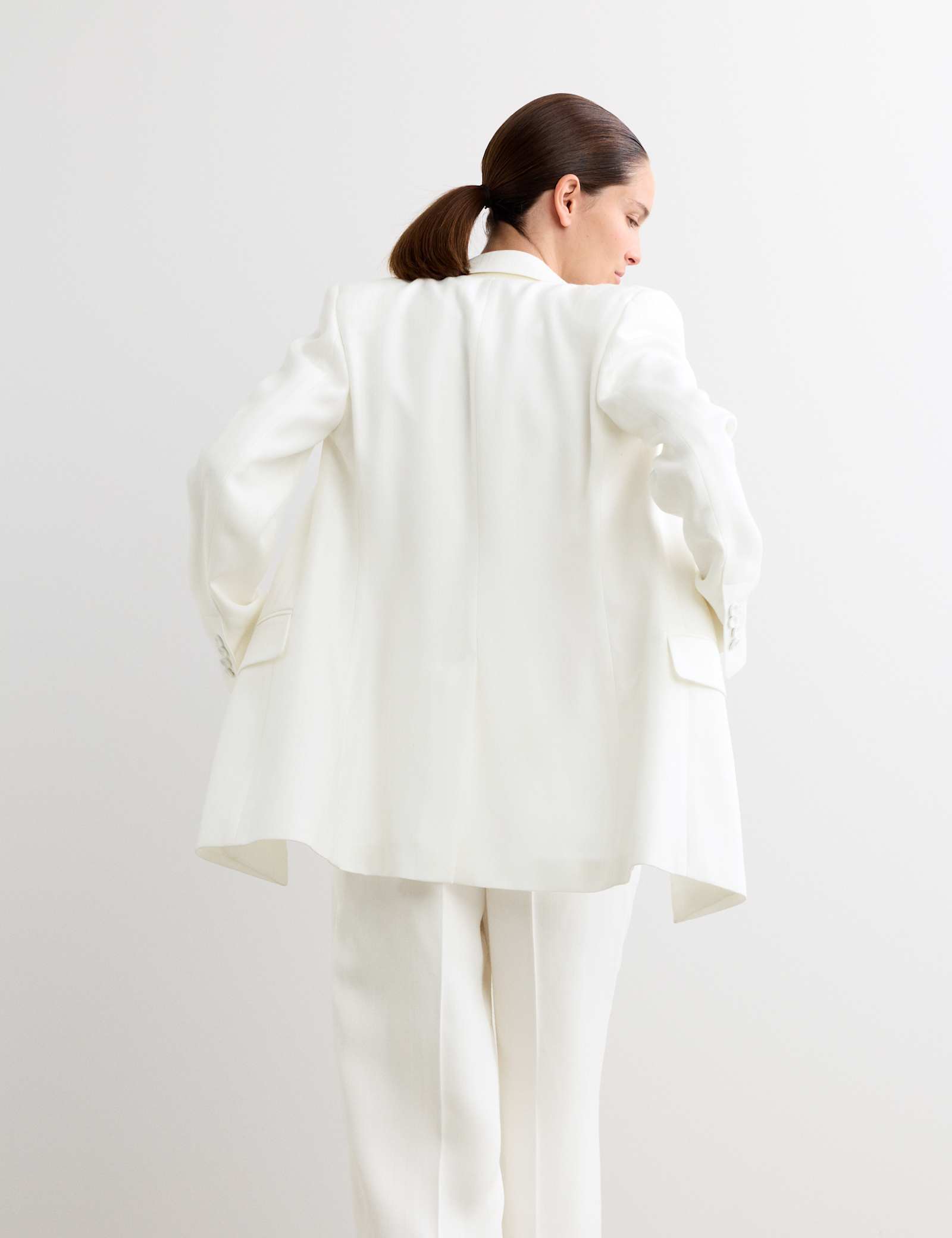 Tailored Basketweave Single Breasted Longline Jacket - image 5