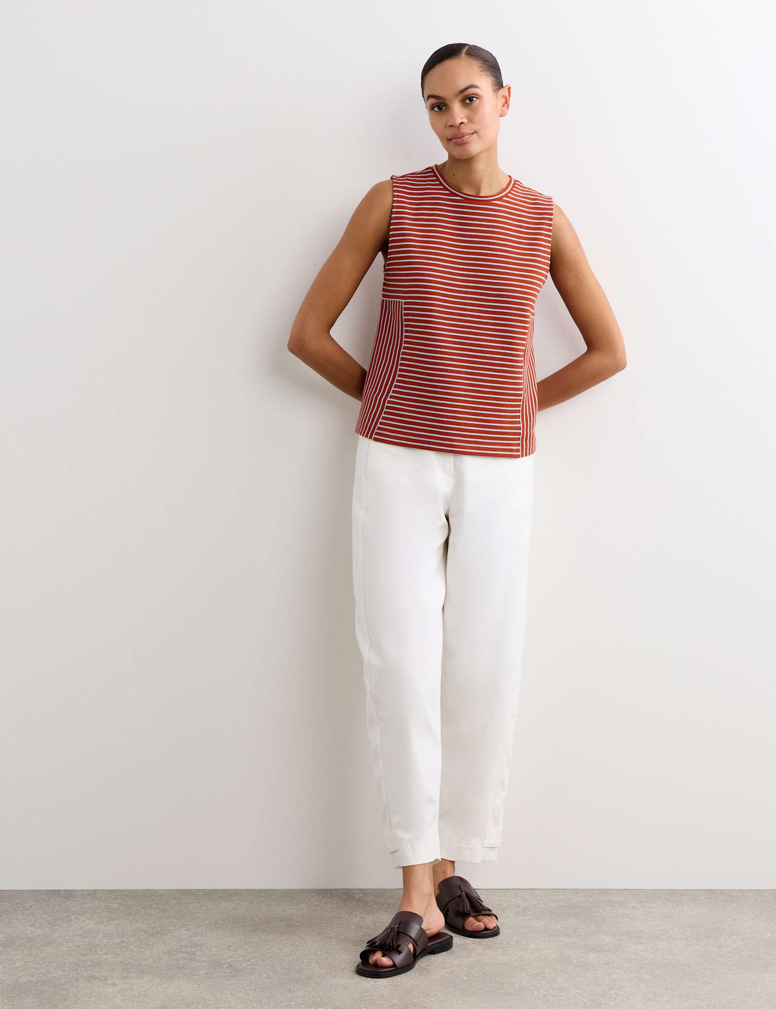 Pure Cotton Striped Ribbed Vest Top - image 2