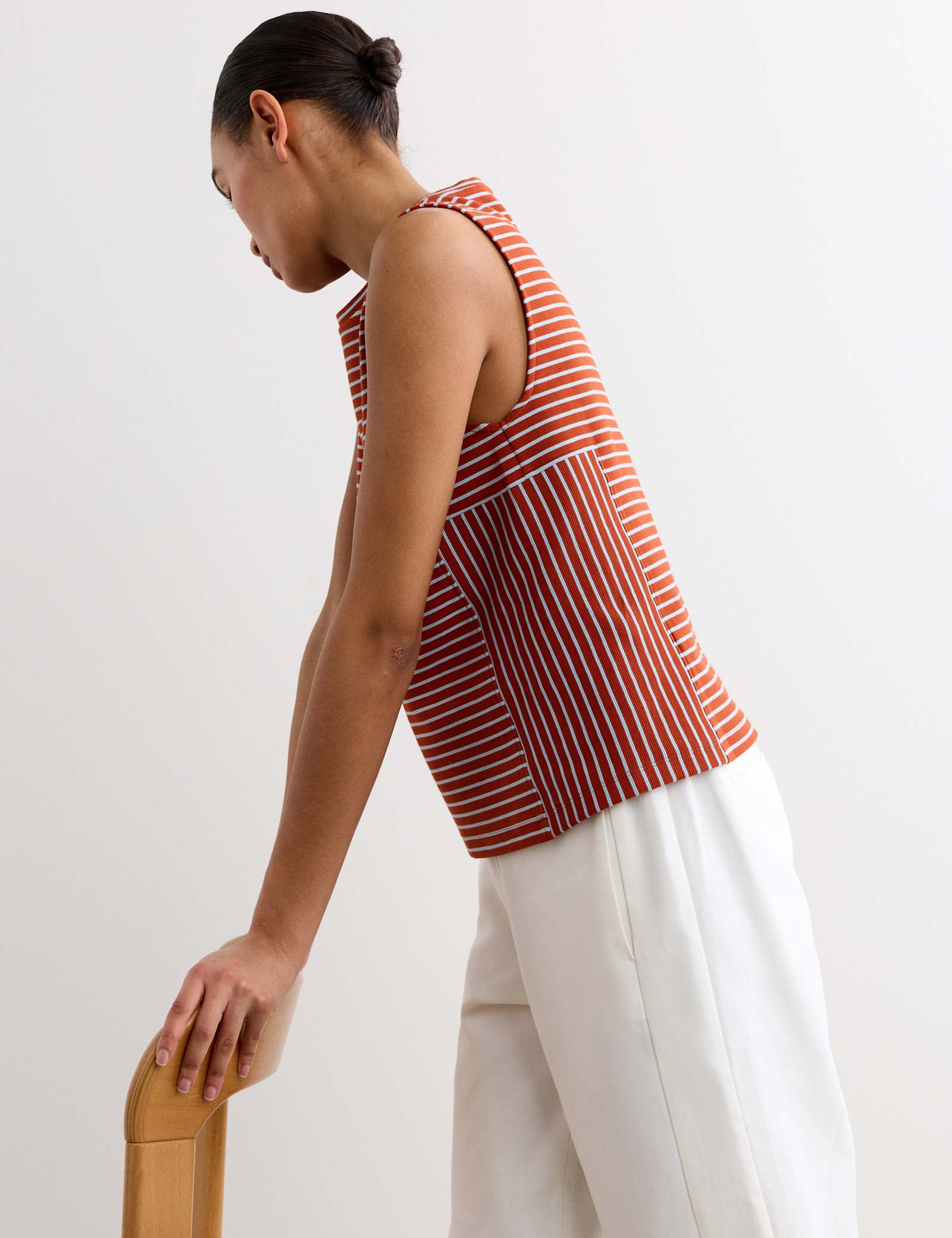 Pure Cotton Striped Ribbed Vest Top - image 3