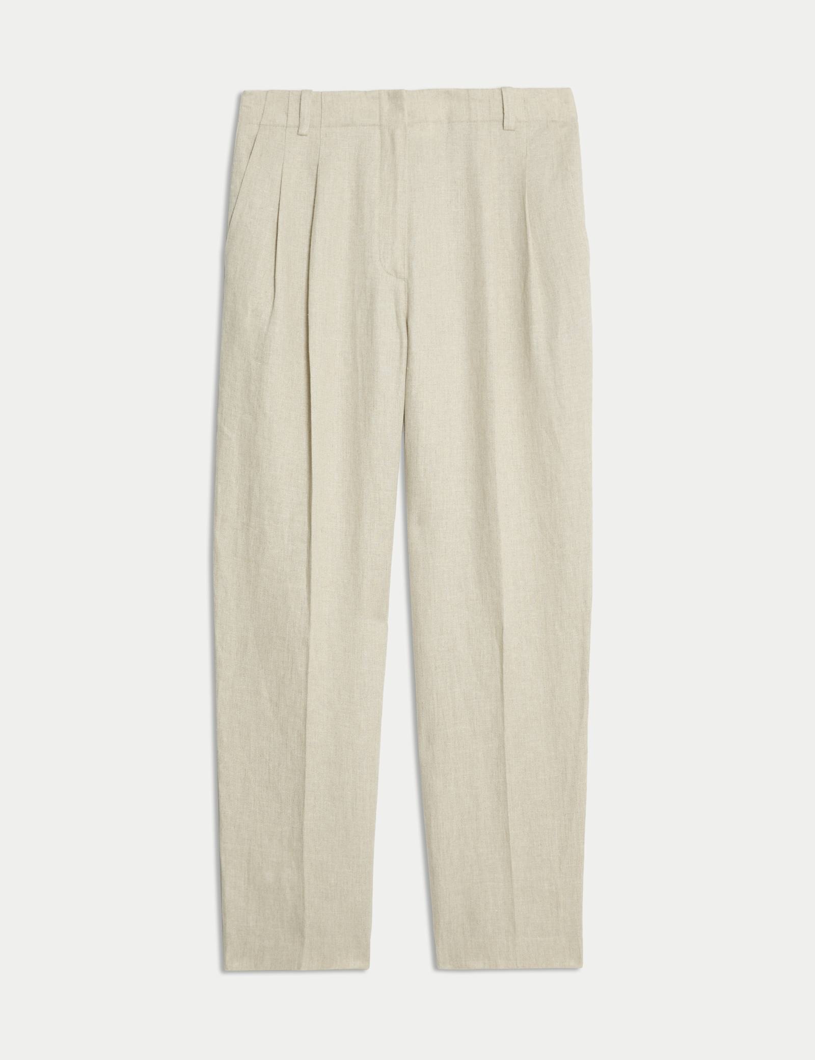 Pure Linen Pleat Front Tapered Trousers - image 2