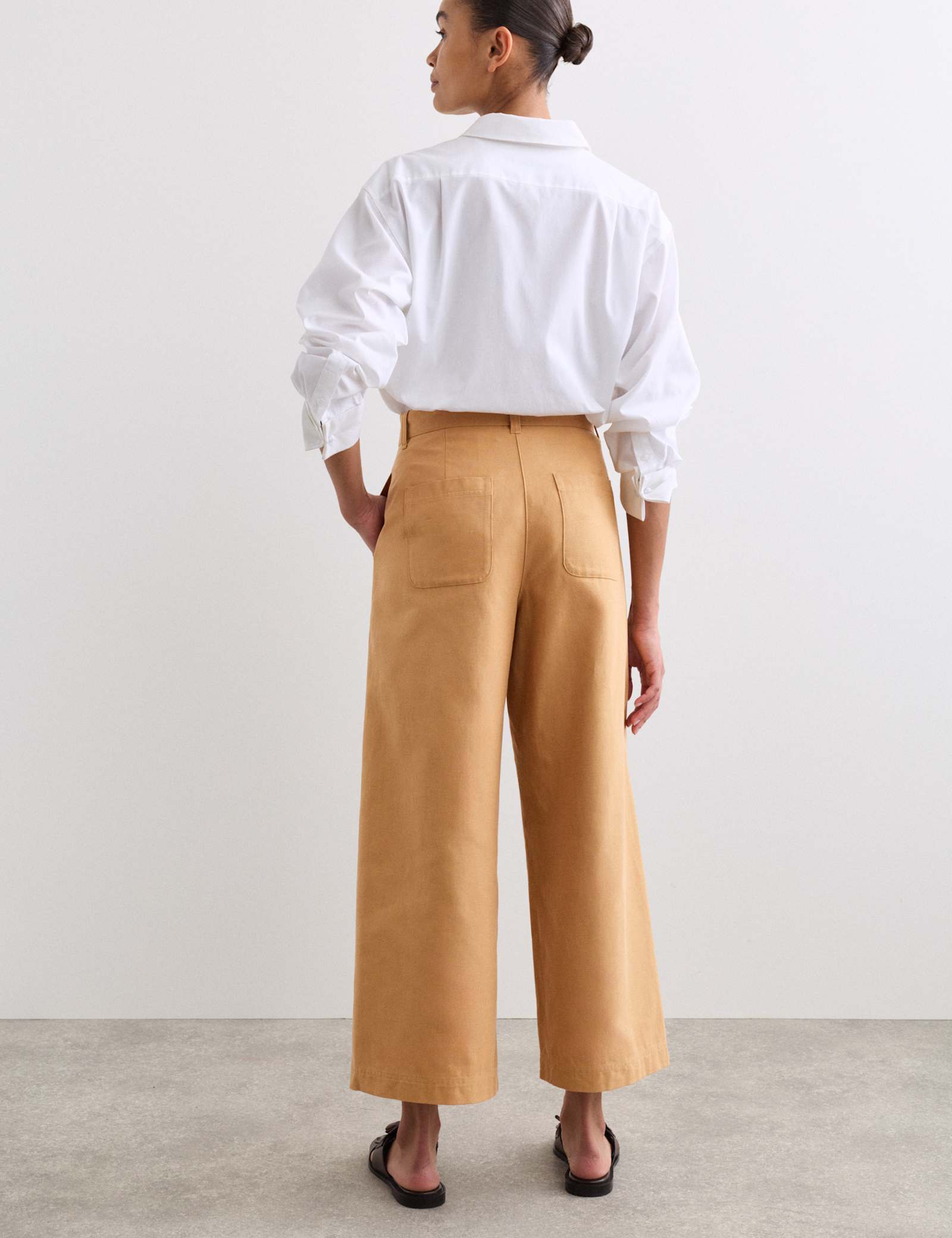 Cotton Blend Wide Leg Trousers - image 5