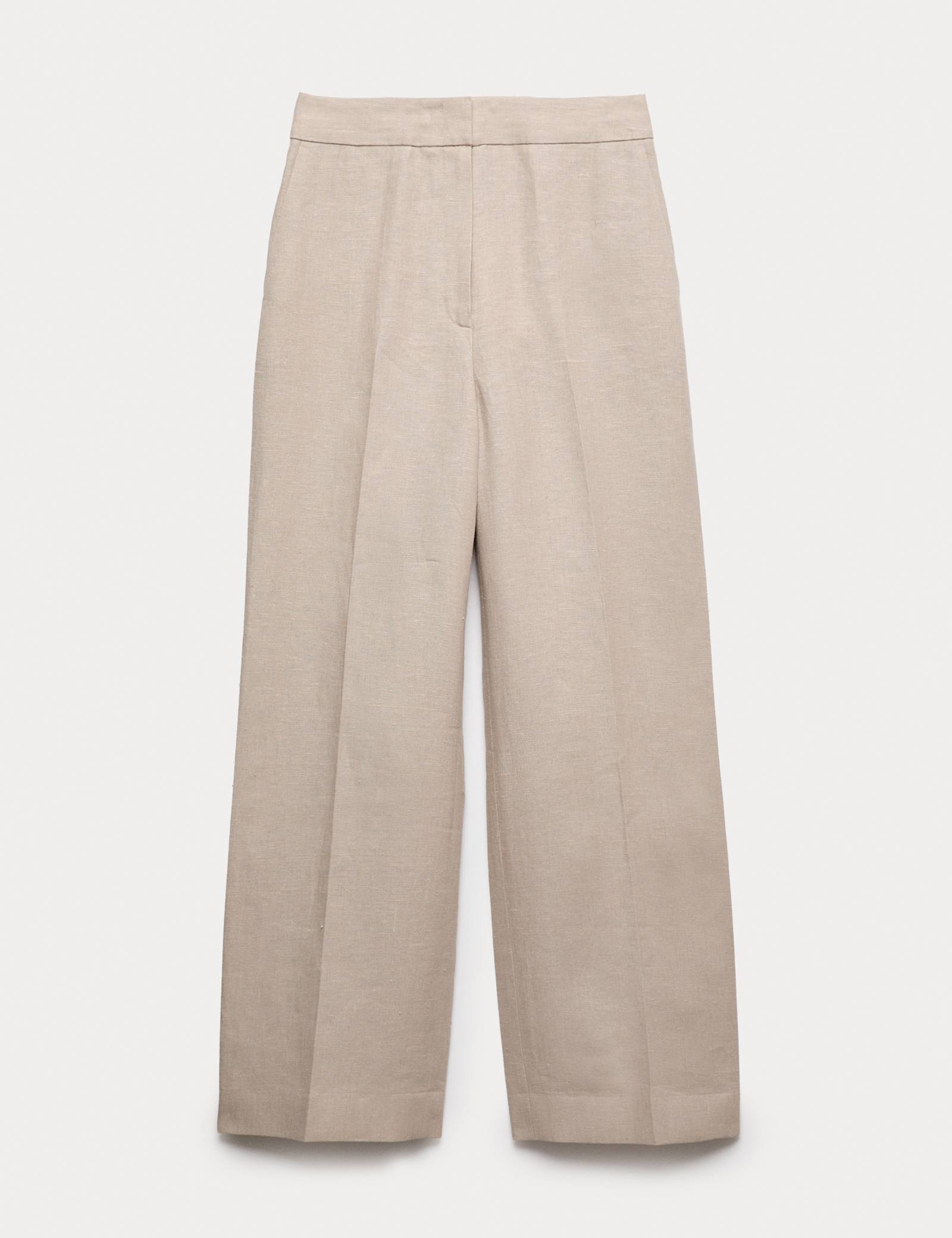 Pure Linen Pleat Front Straight Leg Trousers - image 1