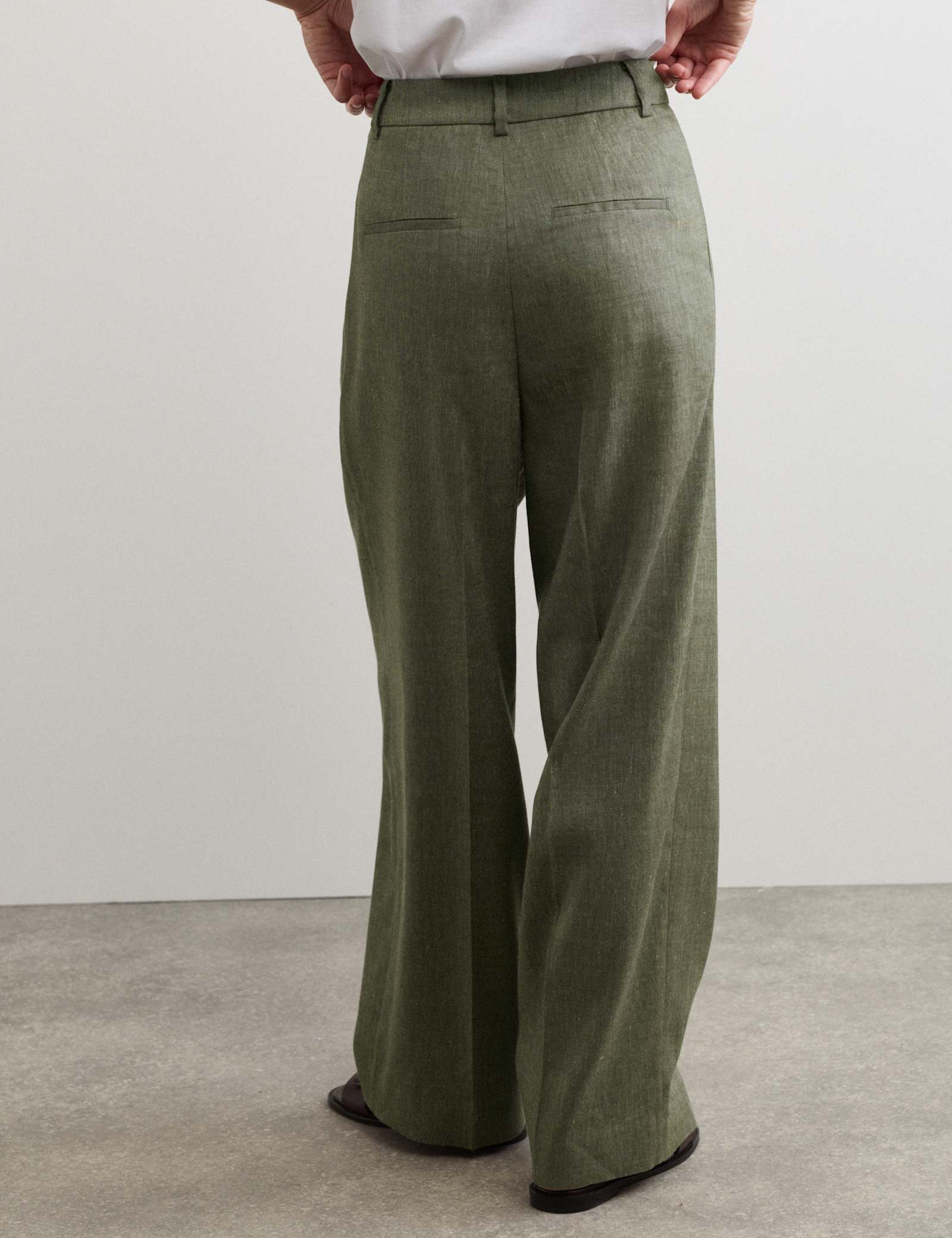 Linen Rich Wide Leg Trousers with Wool - image 4