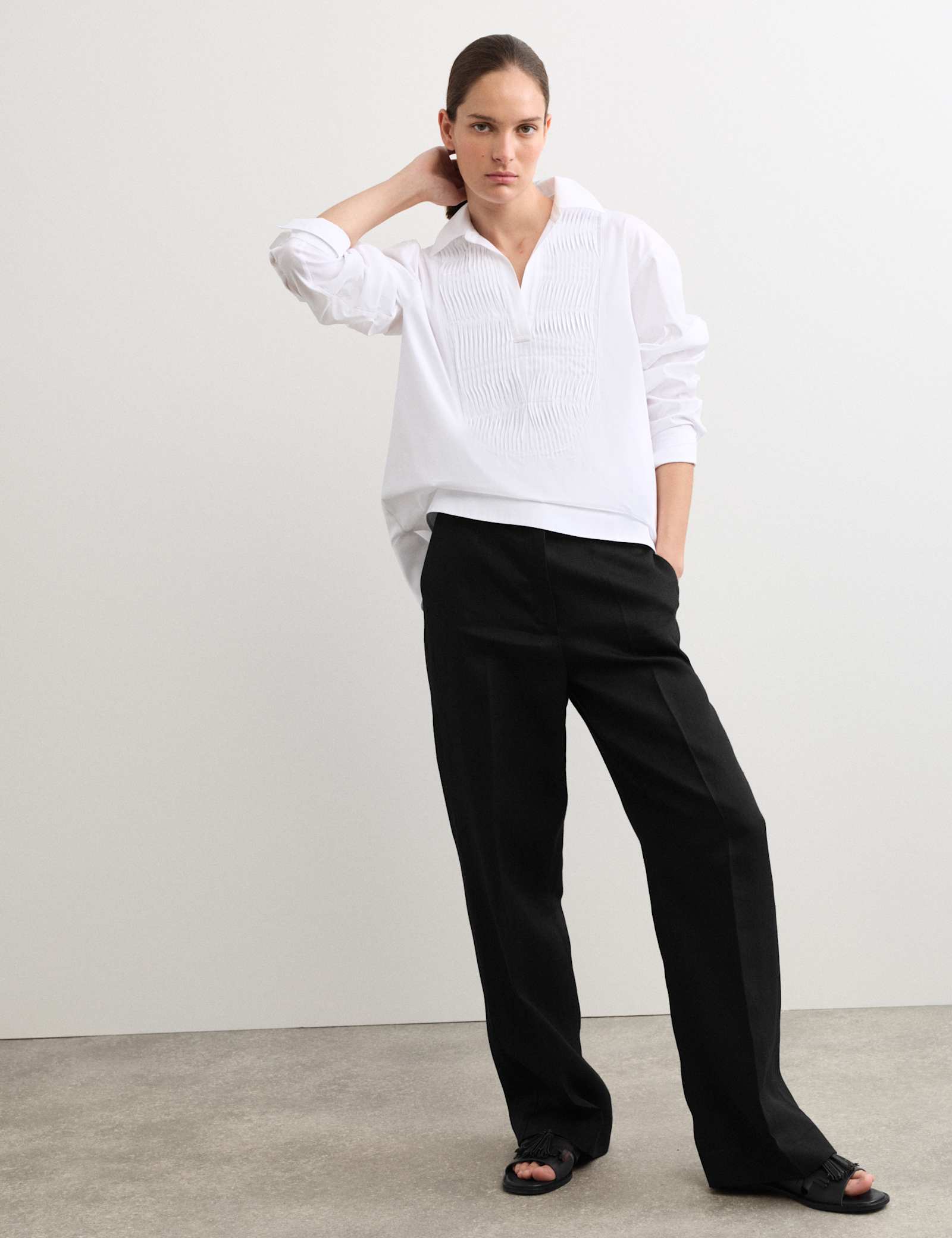 Linen Adjustable Waist Straight Leg Trousers - image 5
