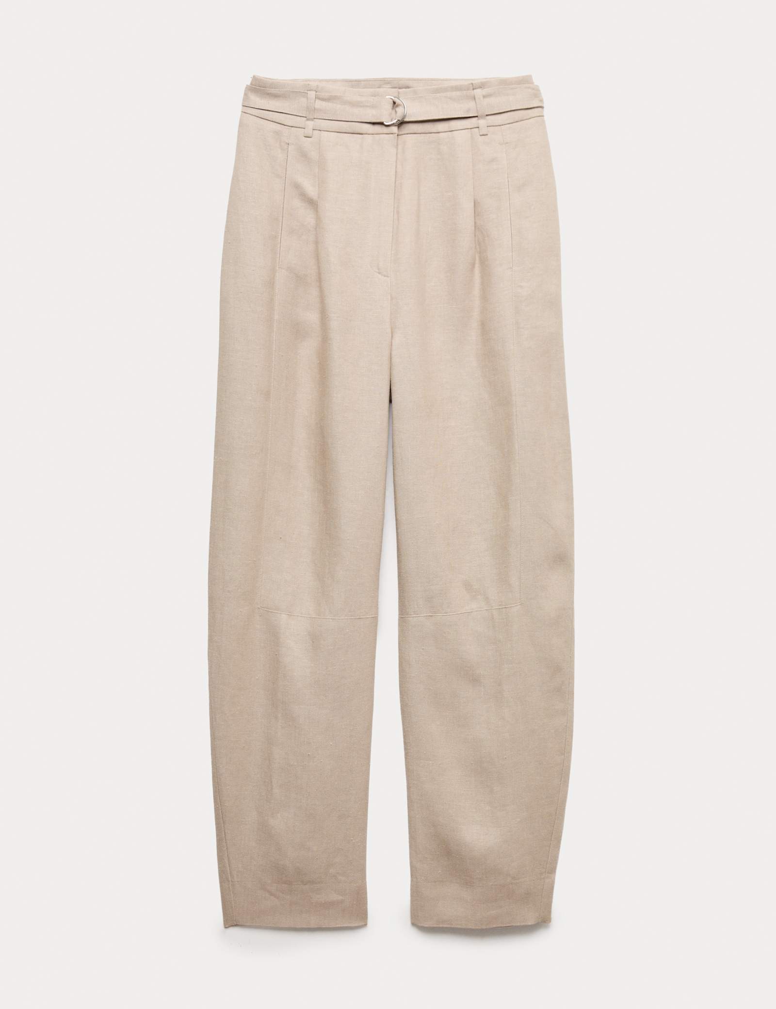 Pure Linen Belted Barrel Leg Trousers - image 1