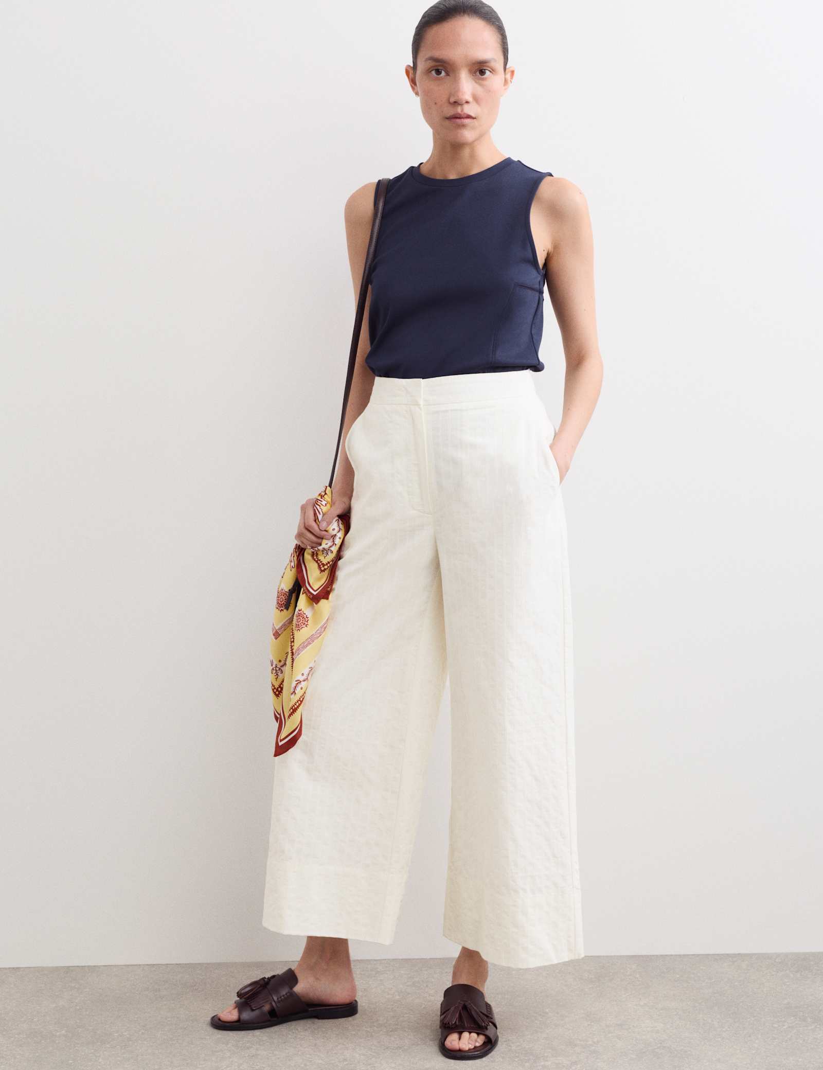 Pure Cotton Seersucker Wide Leg Trousers - image 4