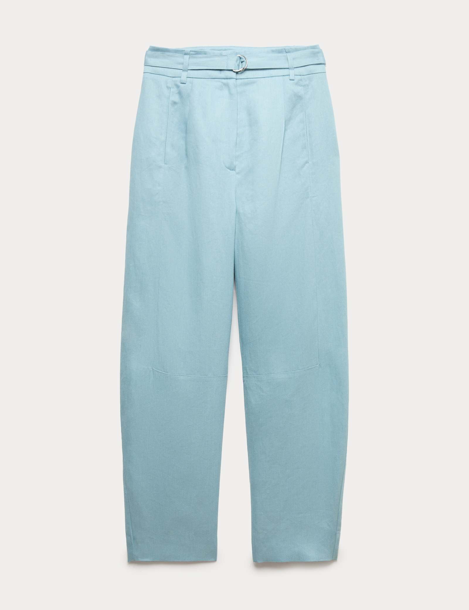 Pure Linen Belted Barrel Leg Trousers - image 1