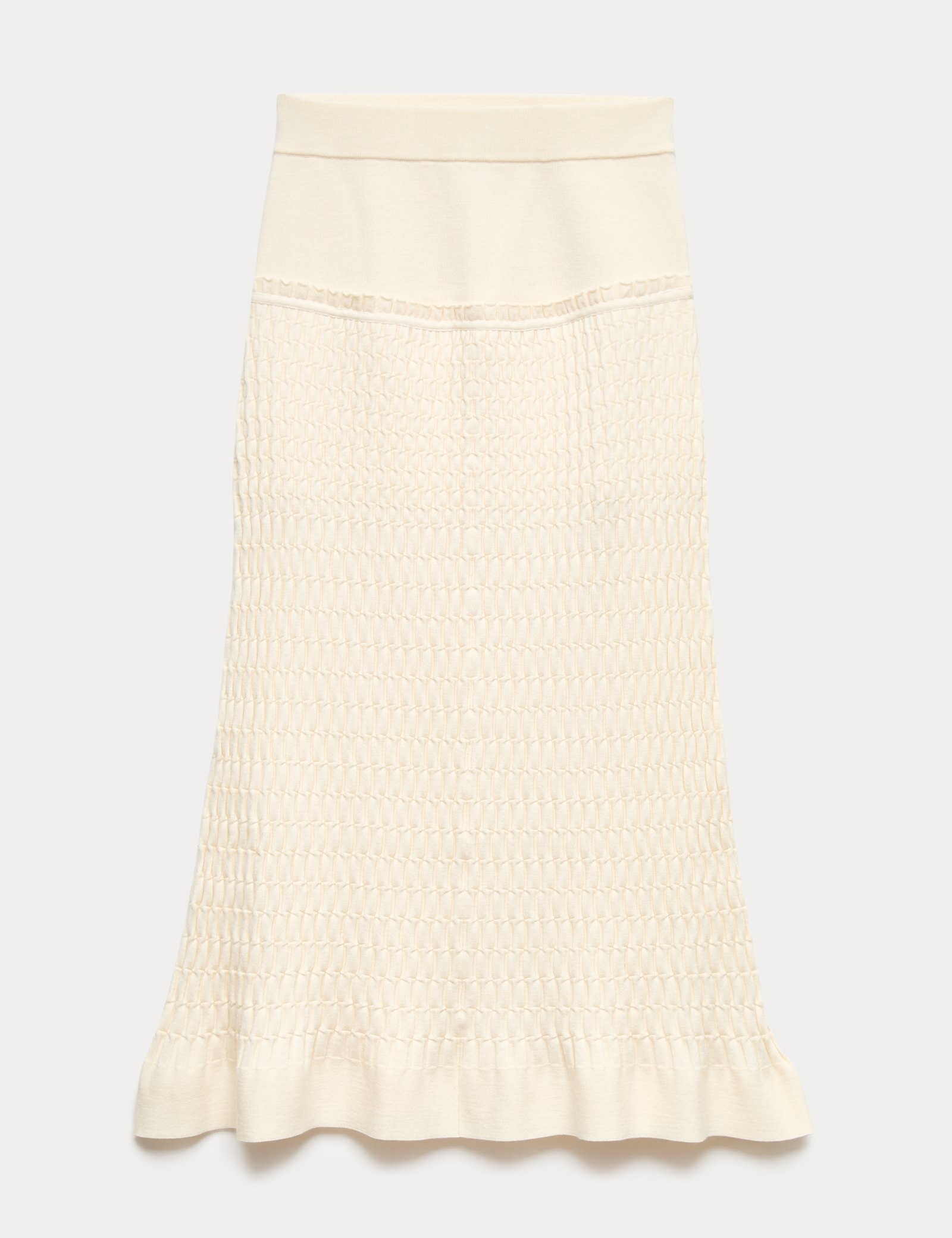 Merino Wool Rich Knitted Pleated Midi Skirt - image 1