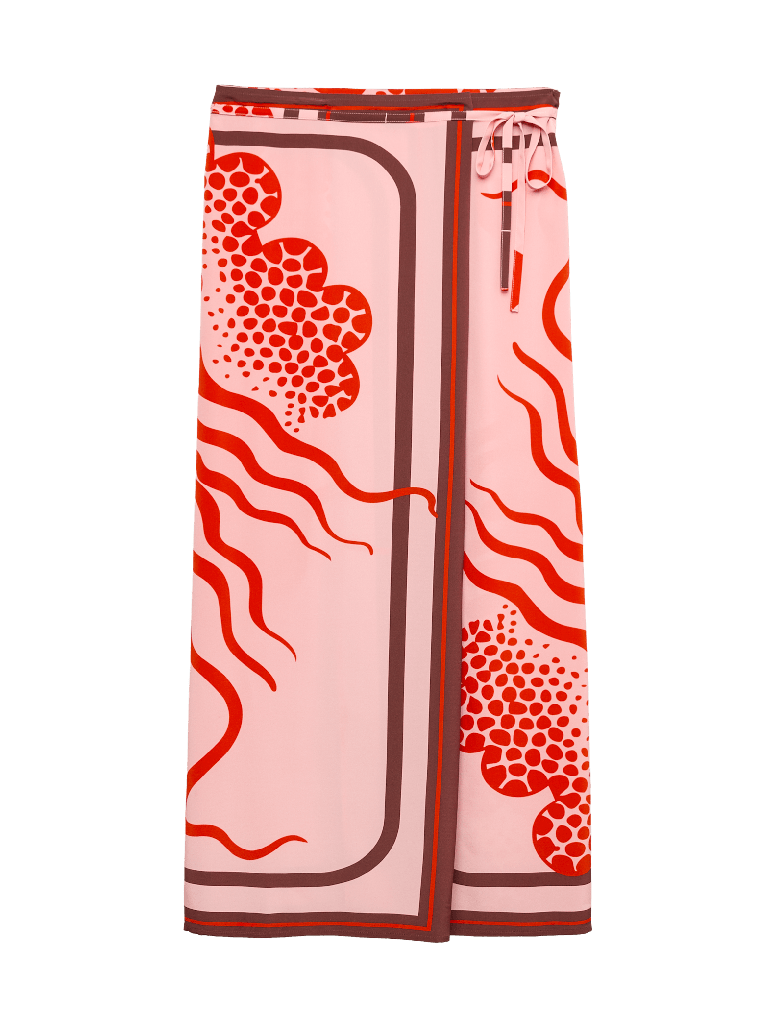 Pure Silk Linear Wave Print Midi Wrap Skirt - image 3