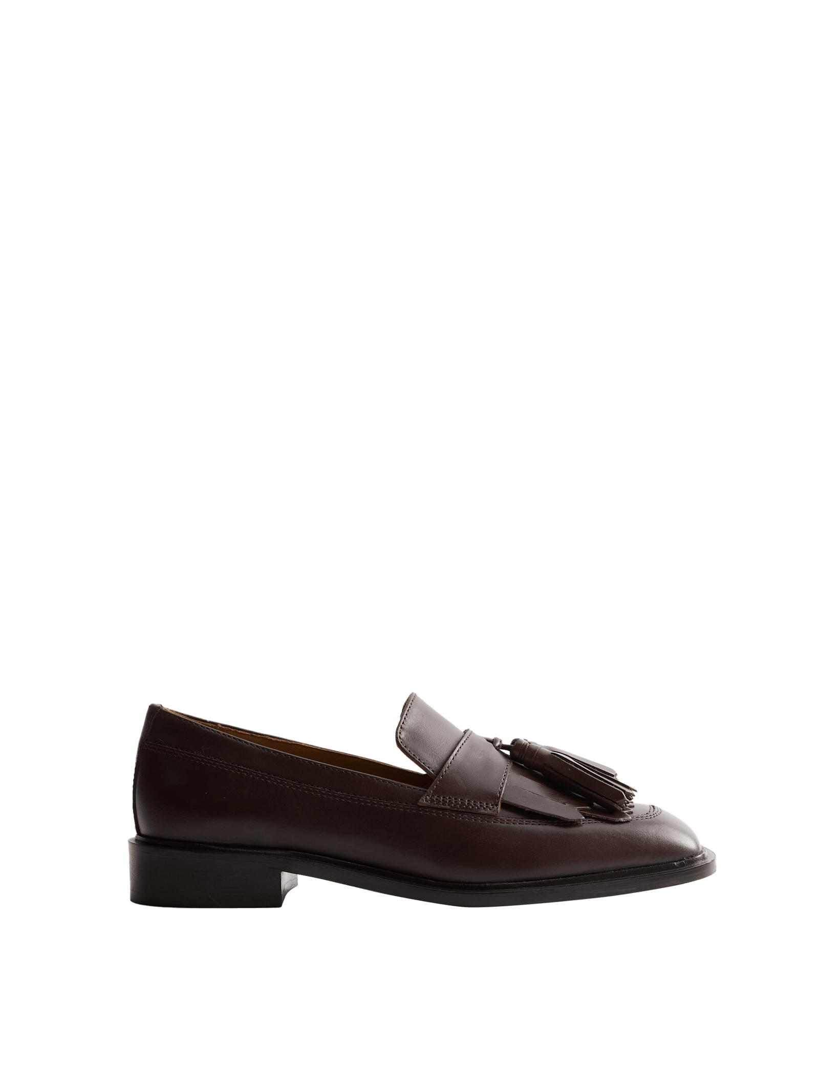 Leather Fringe Tassel Block Heel Loafers - image 2