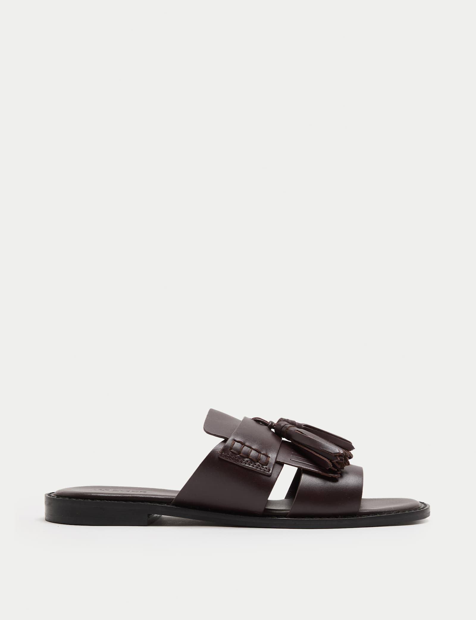 Leather Tassel Flat Loafer Mules - image 1