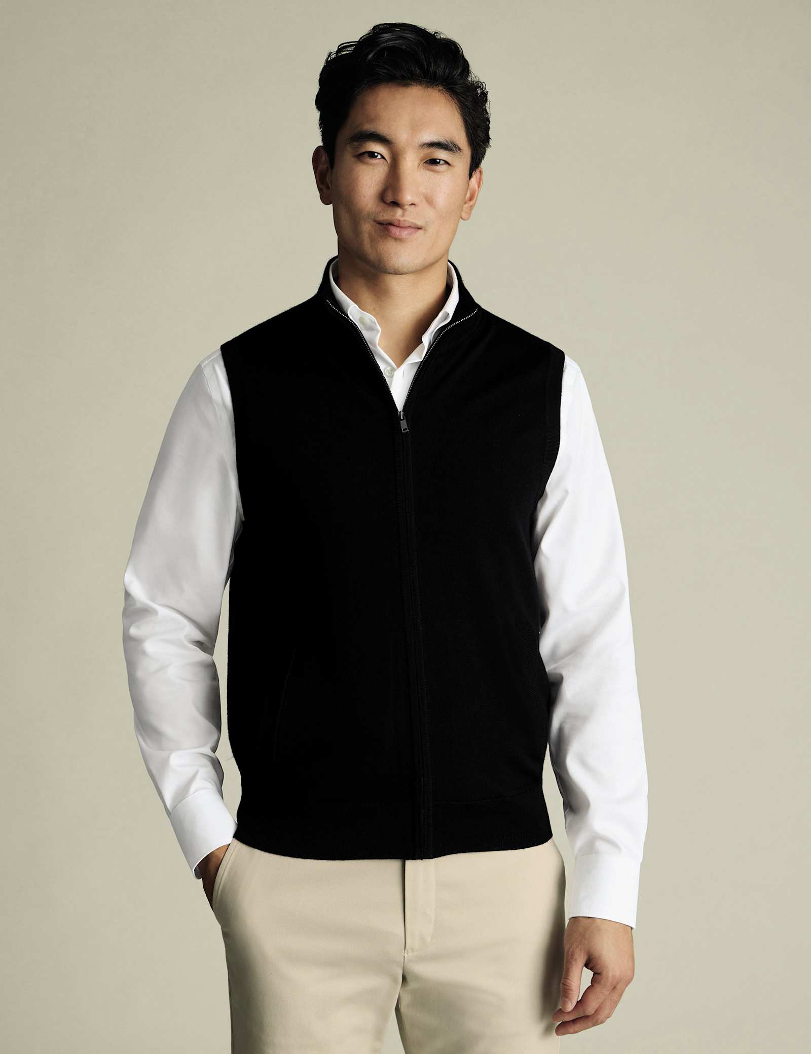 Pure Extra Fine Merino Wool Zip Up Gilet - image 1