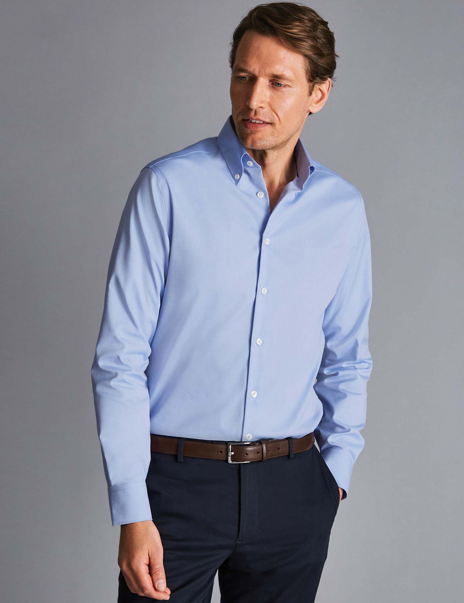 Slim Fit Non Iron Pure Cotton Oxford Shirt - image 3